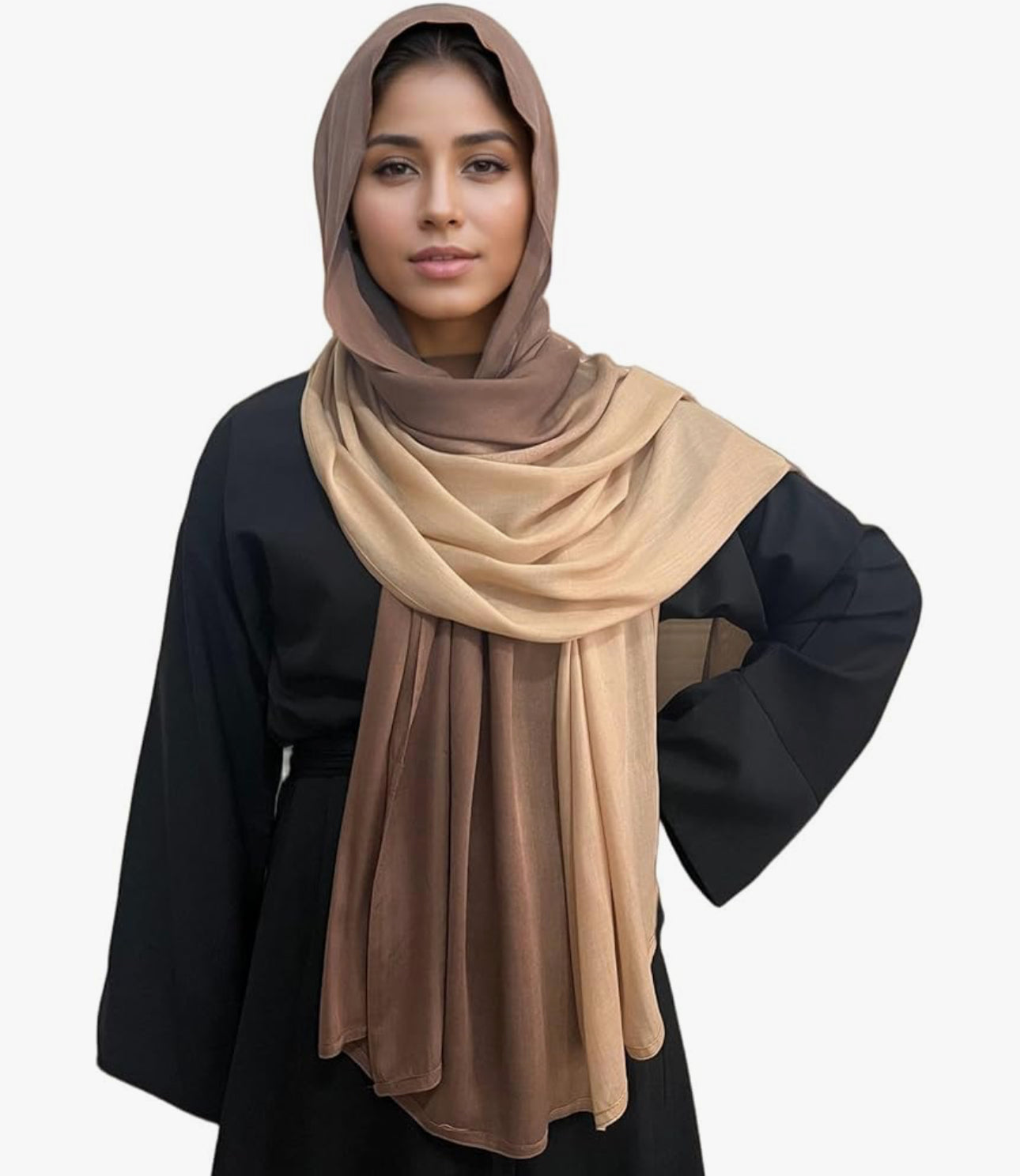 Gradient Dual Color Scarf，Elegant Ombre Headwraps Hijab, Modal Cotton Feel Lightweight Sunscreen Shawls for Women