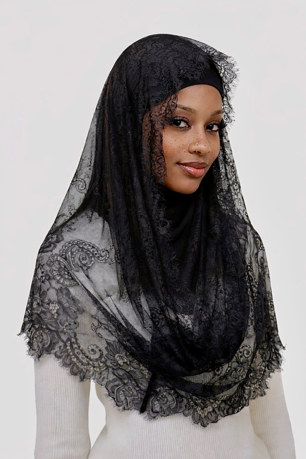 Lace floral print head covering (10 colors)