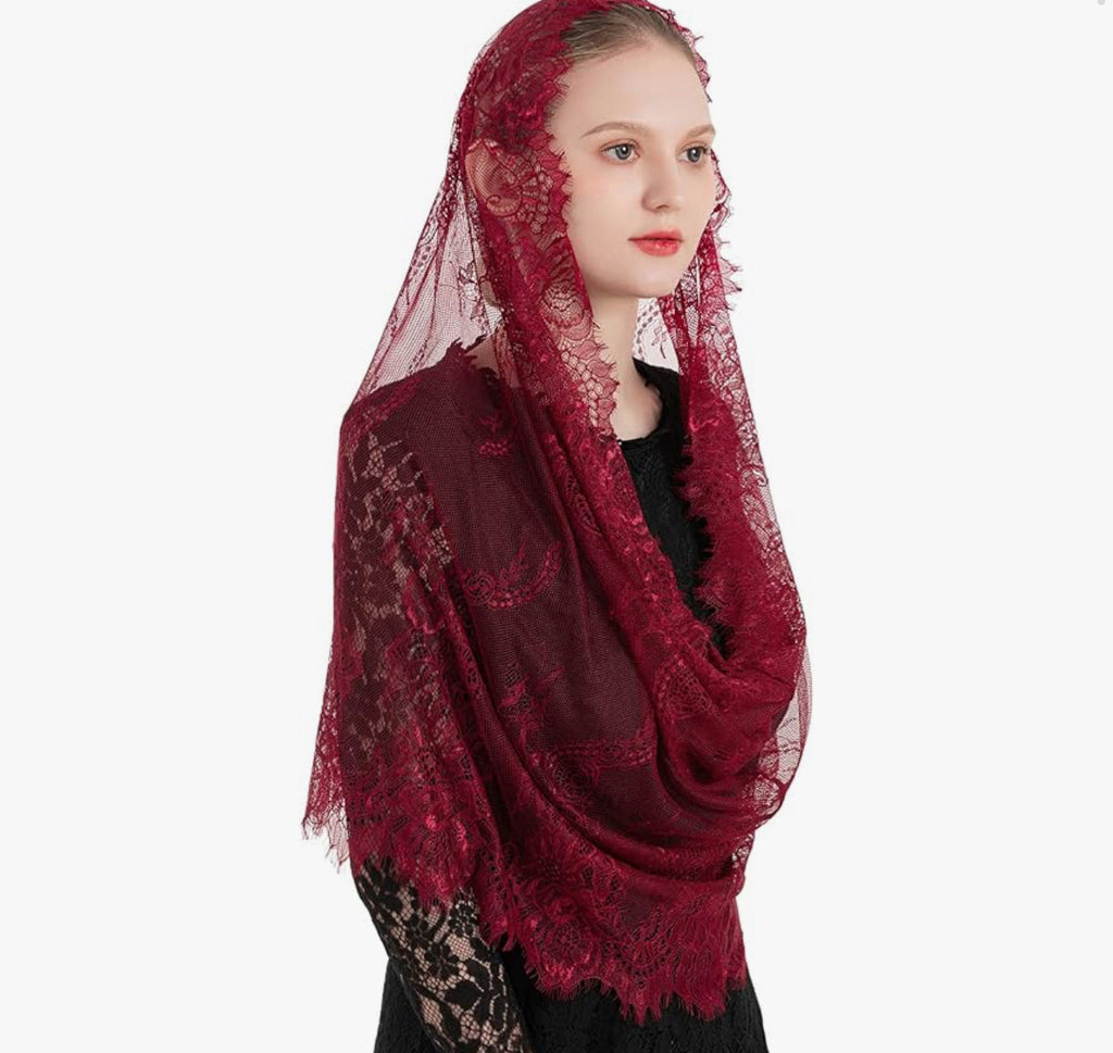 Lace floral print head covering (10 colors)