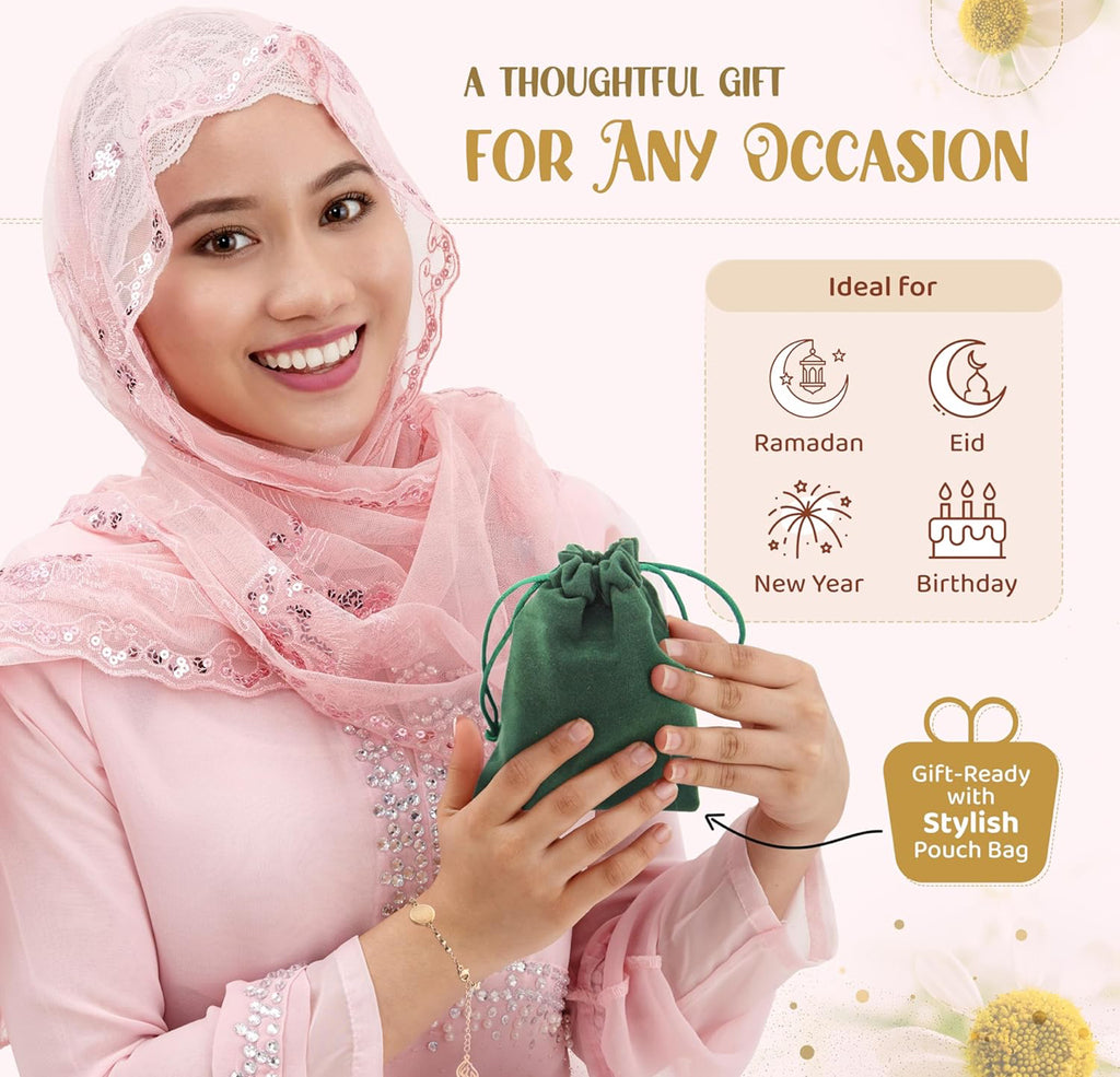 Elegant Ayatul Kursi Bracelet with Allah Pendant - Perfect Islamic Gifts Islamic Jewerly for Women: Ramadan New Year Special Arabic Bracelet