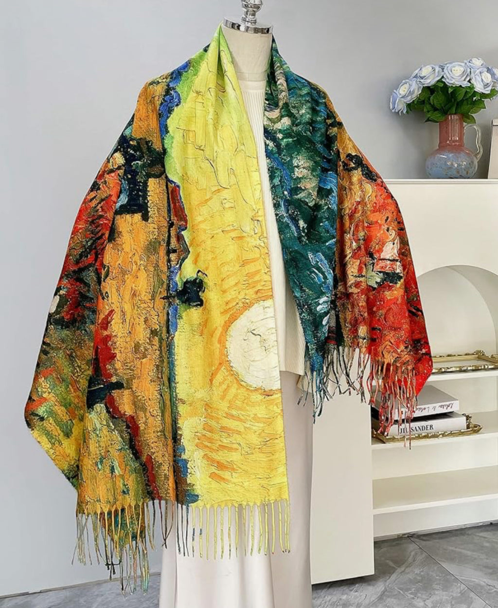 Floral rainbow art scarf/hijab