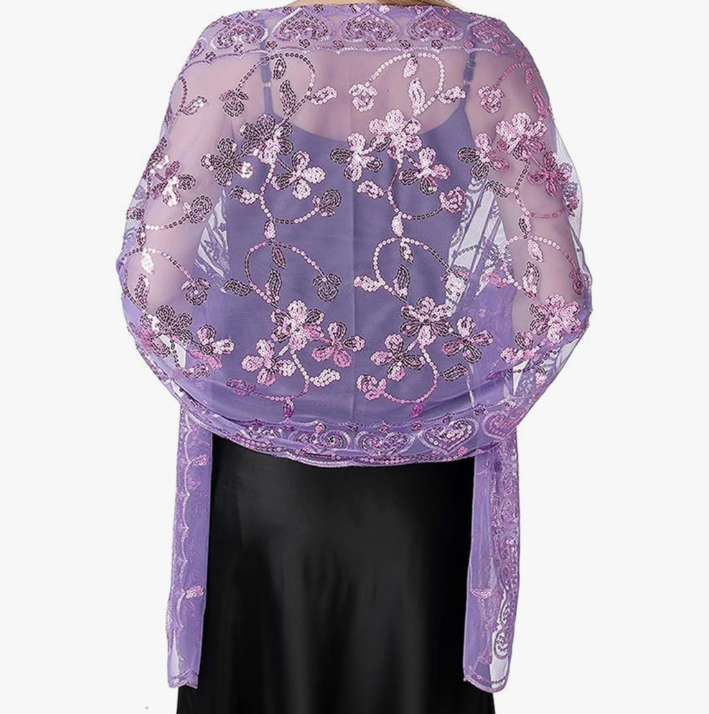 Shawls and Wraps, Sequin Flower Sheer