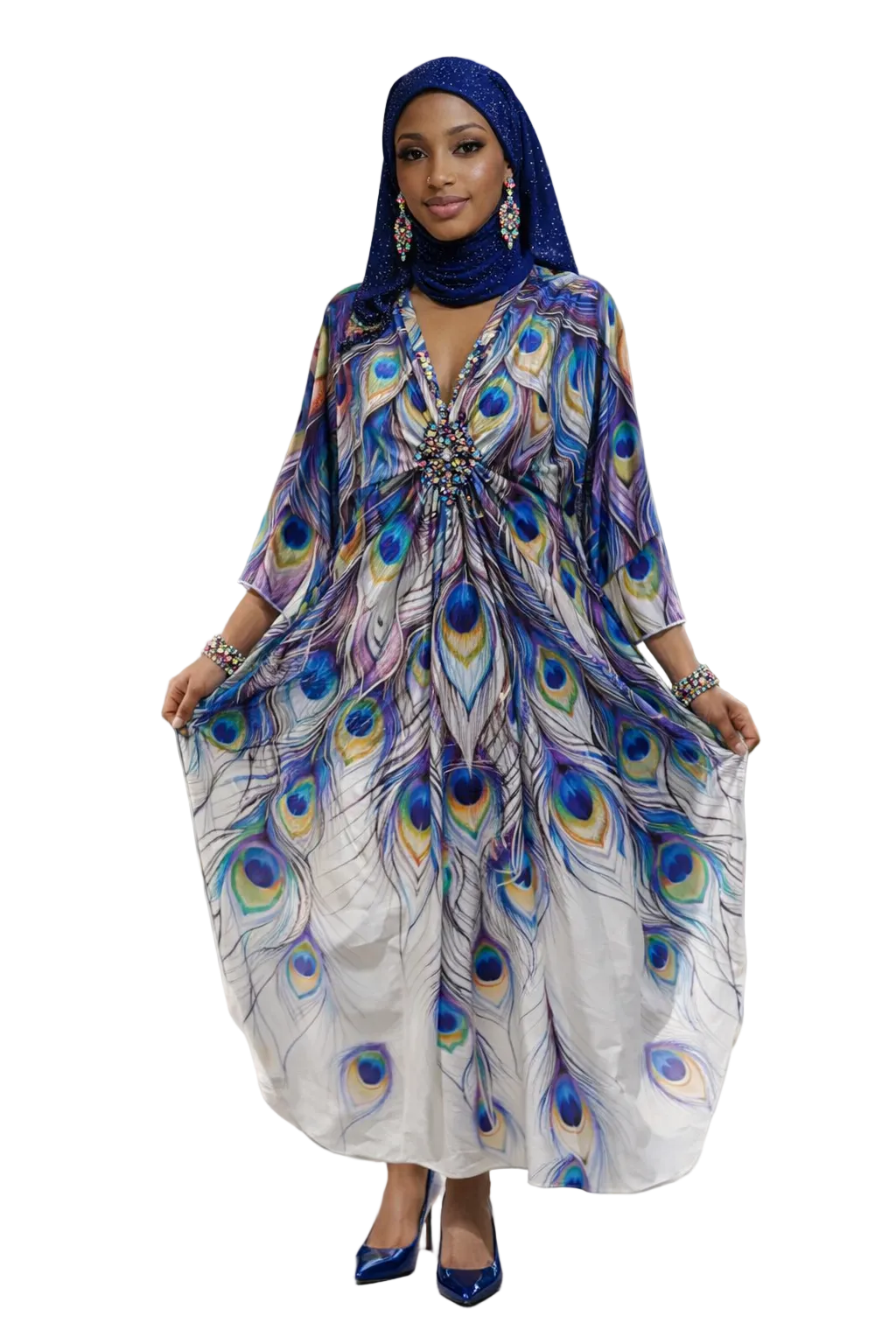 Purple glow peacock kaftan
