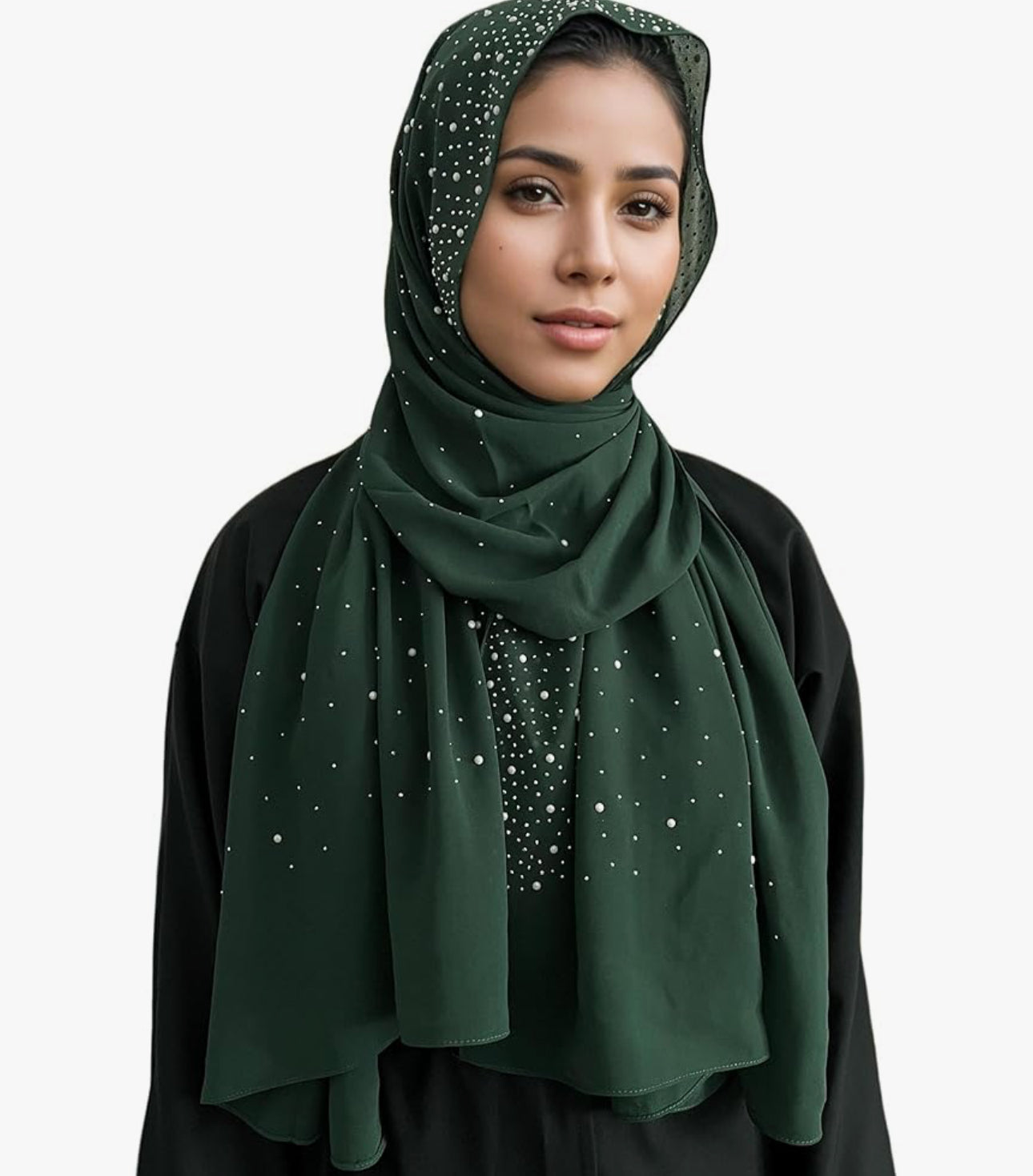 Luxury Diamond Hijab Shawl and Wraps For Evening Dress Shiny Rhinestones And Pearl Chiffon Scarf For Muslim Women (5 colors)