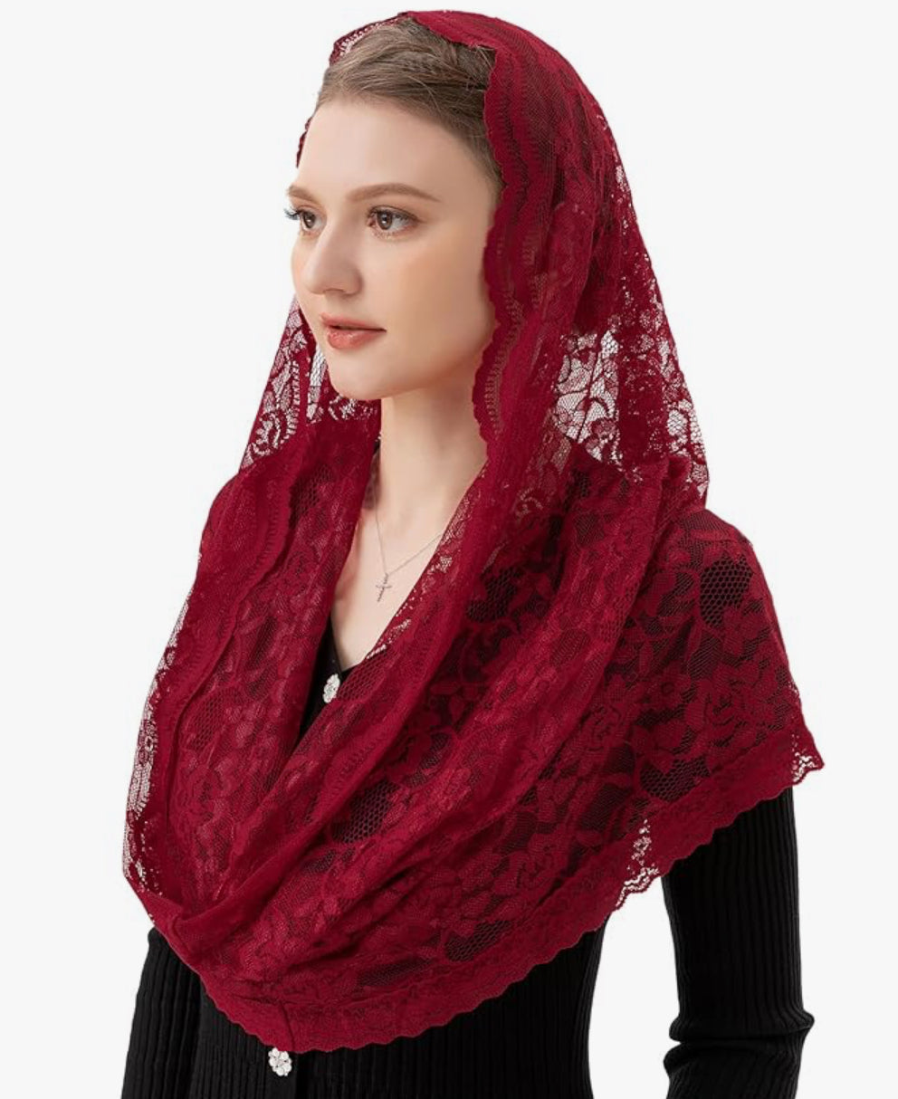 Embroidered veil head covering (6 colors)