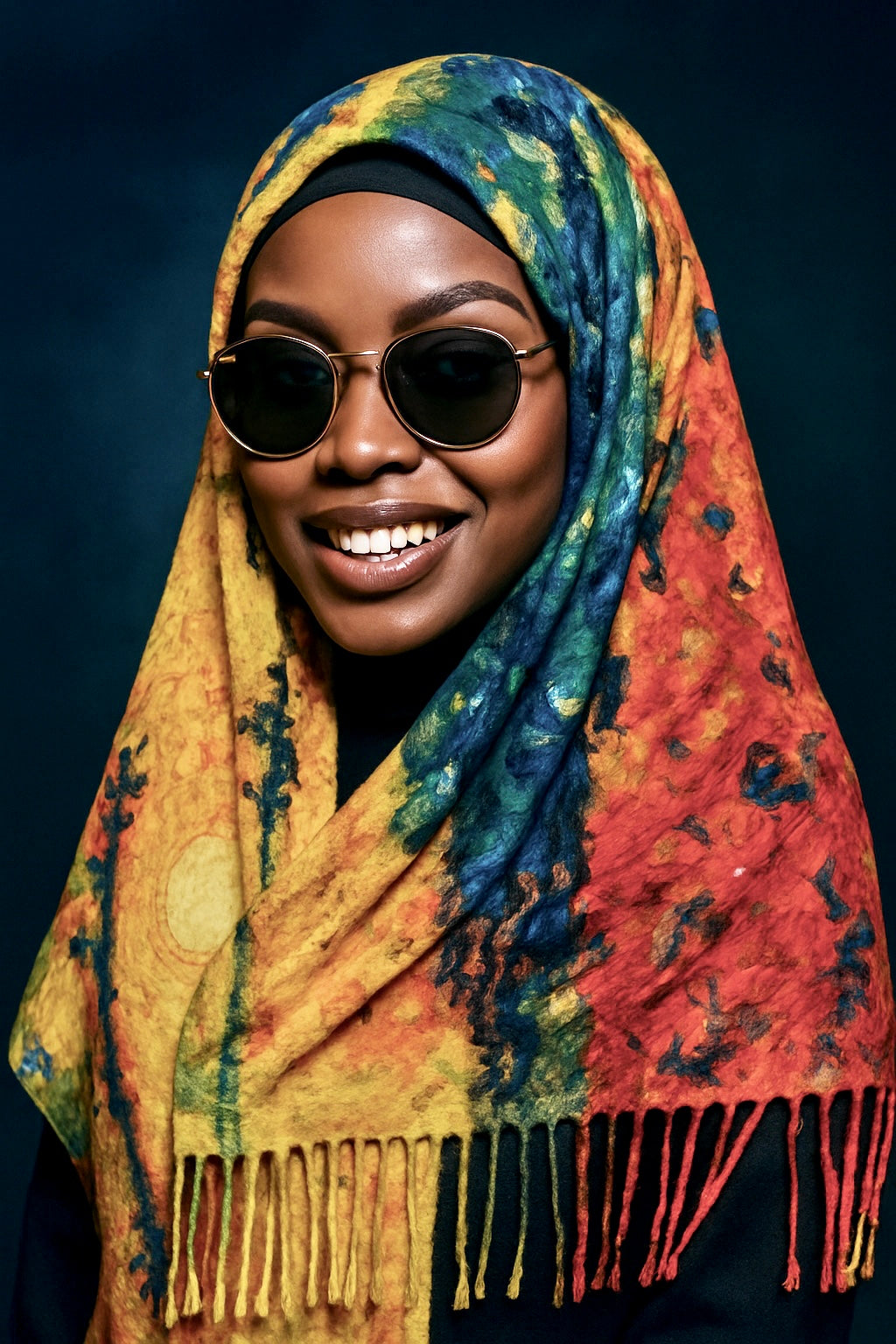 Floral rainbow art scarf/hijab