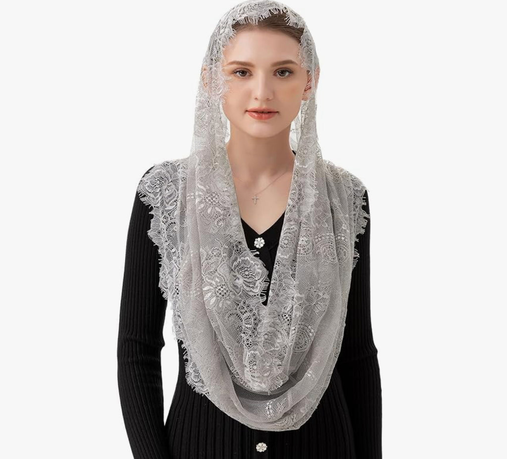 Lace floral print head covering (10 colors)