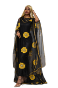 Floral embroidery sheer Kaftan