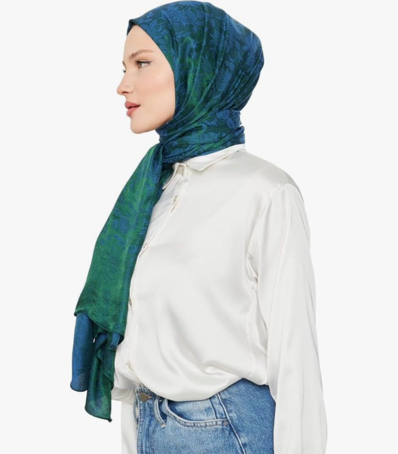 Hijab Scarf for Women – Long & Soft Hijab, Shawl, Head Scarf, Flower Shiny Jacquard Shawl – 29.5" x 72.8" (9 colors)