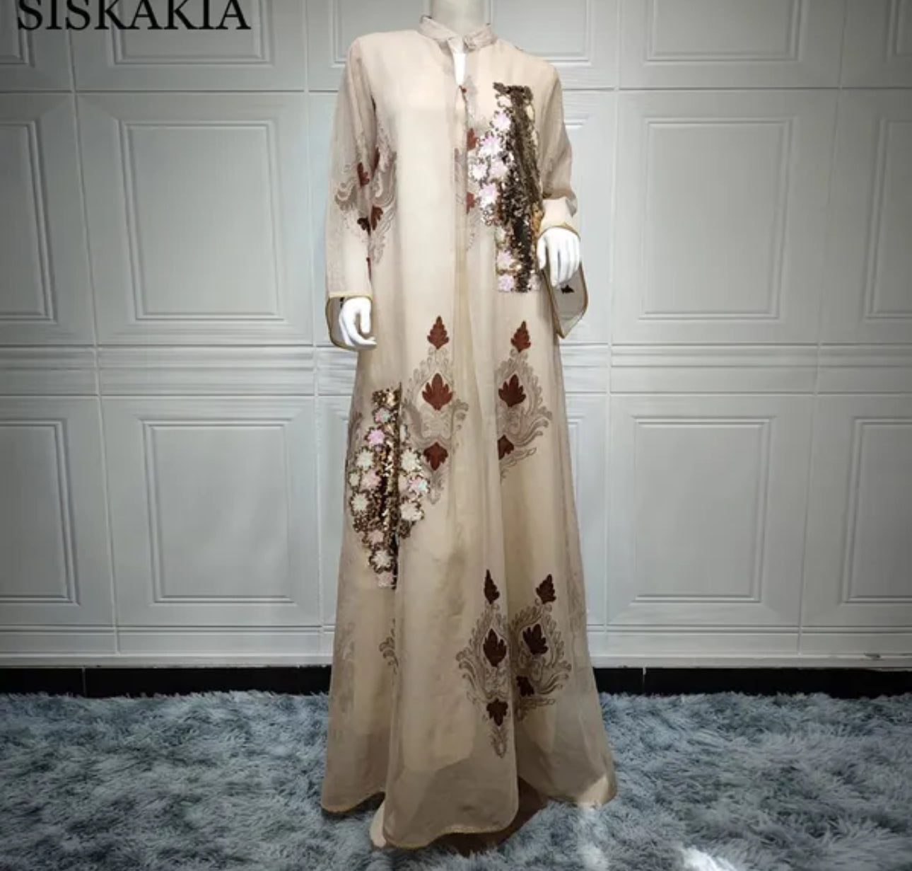 Sequined embroidered Abaya Kaftan Ramadan dress (4 colors)