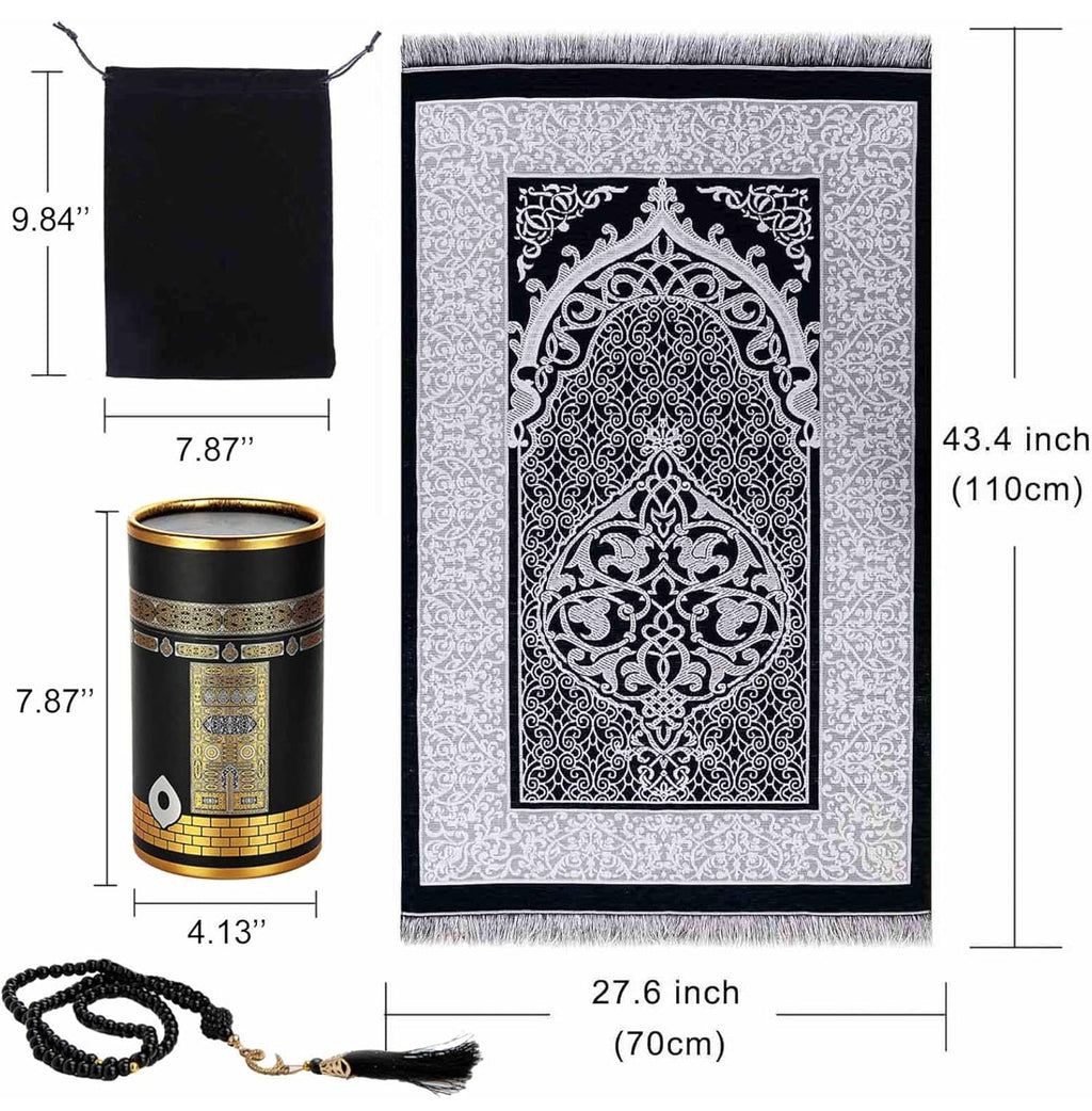 Black Islamic Prayer Mat/beads
