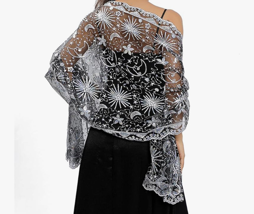Moon Star Pashmina Wrap Silk Shawl