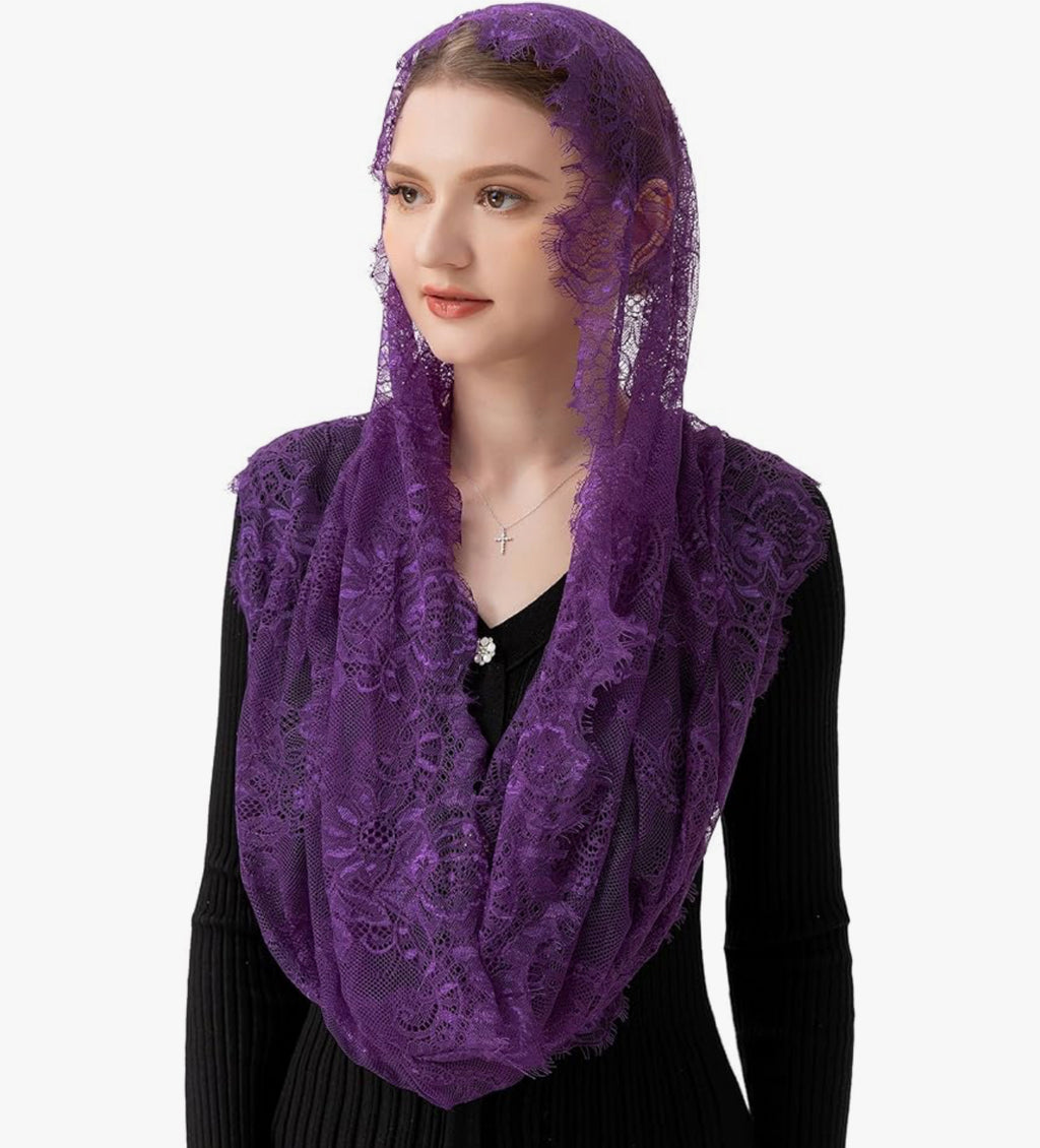 Lace floral print head covering (10 colors)