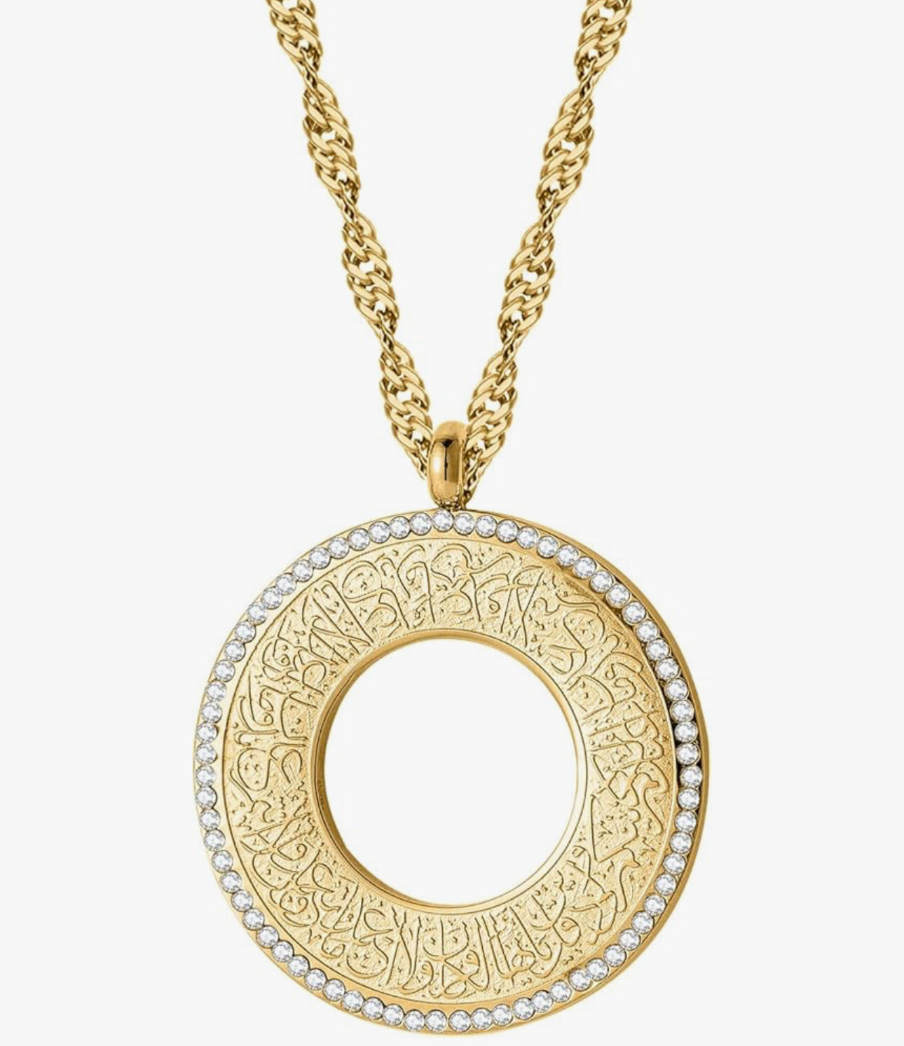 Qitian for Women Gold Muslim Pendant Arabic Necklaces Ayatul Kursi Necklace Islamic Jewelr