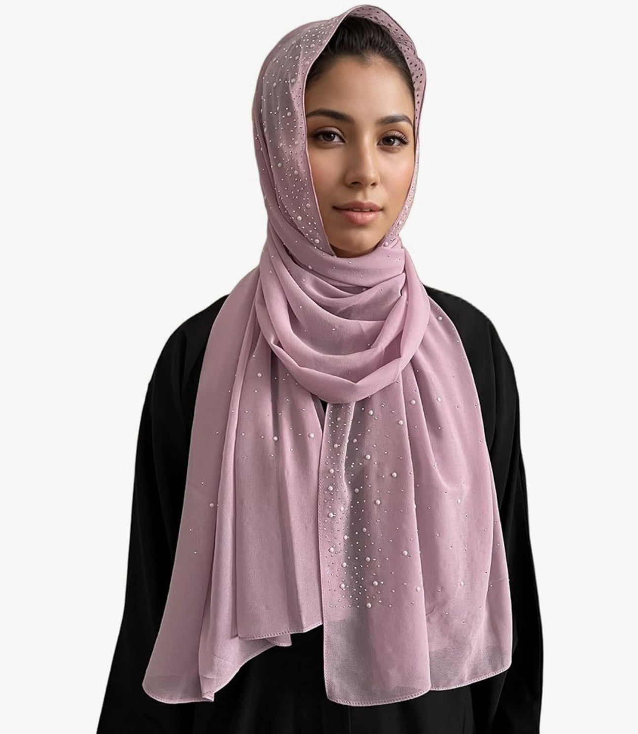 Luxury Diamond Hijab Shawl and Wraps For Evening Dress Shiny Rhinestones And Pearl Chiffon Scarf For Muslim Women (5 colors)