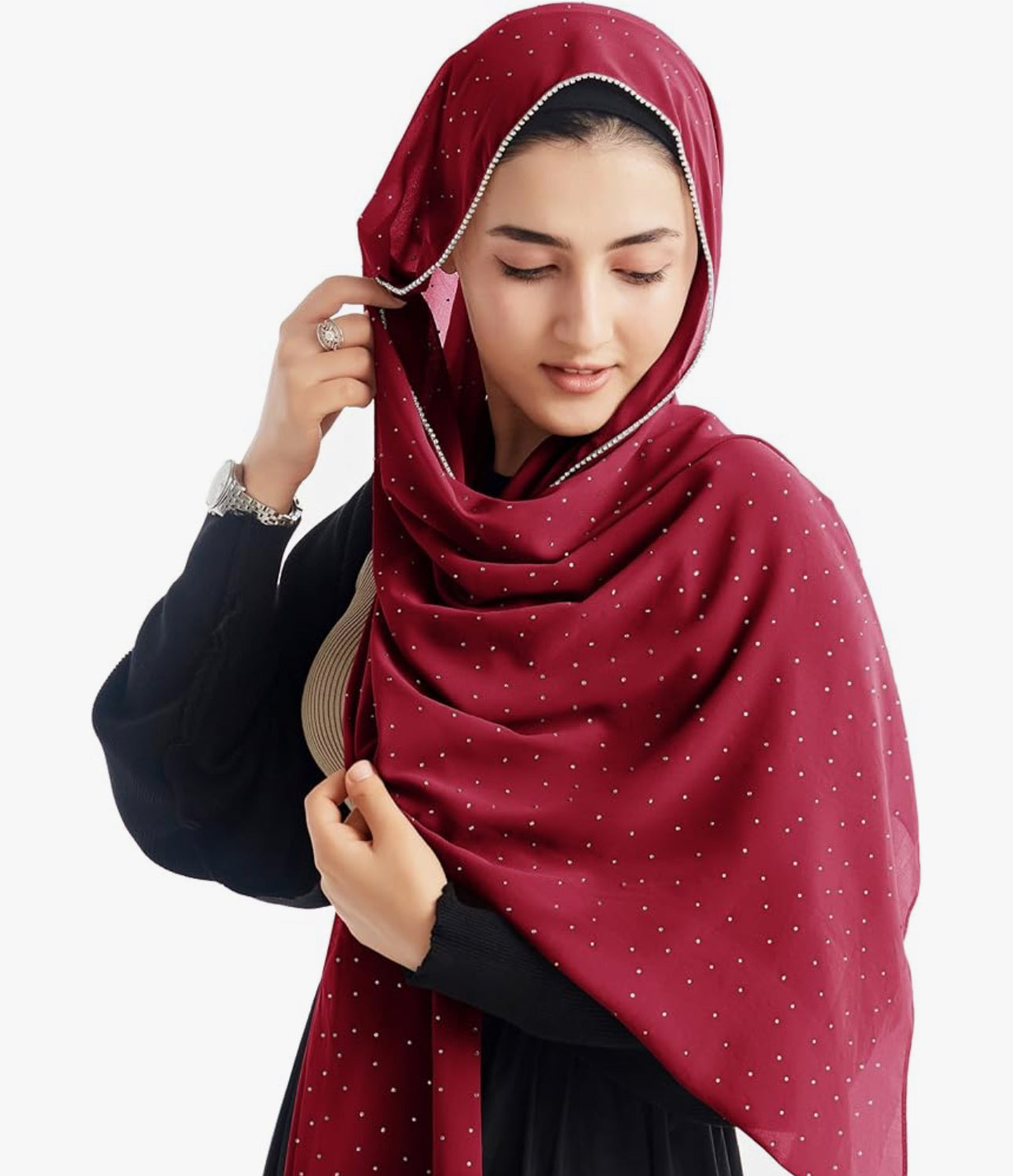 Hijab for Women Premium Chiffon Hijab Rhinestone Hijab Scraf for Women Muslim (12 colors)