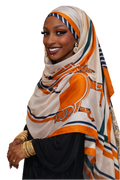 White/Orange Steed Hijab/scarf