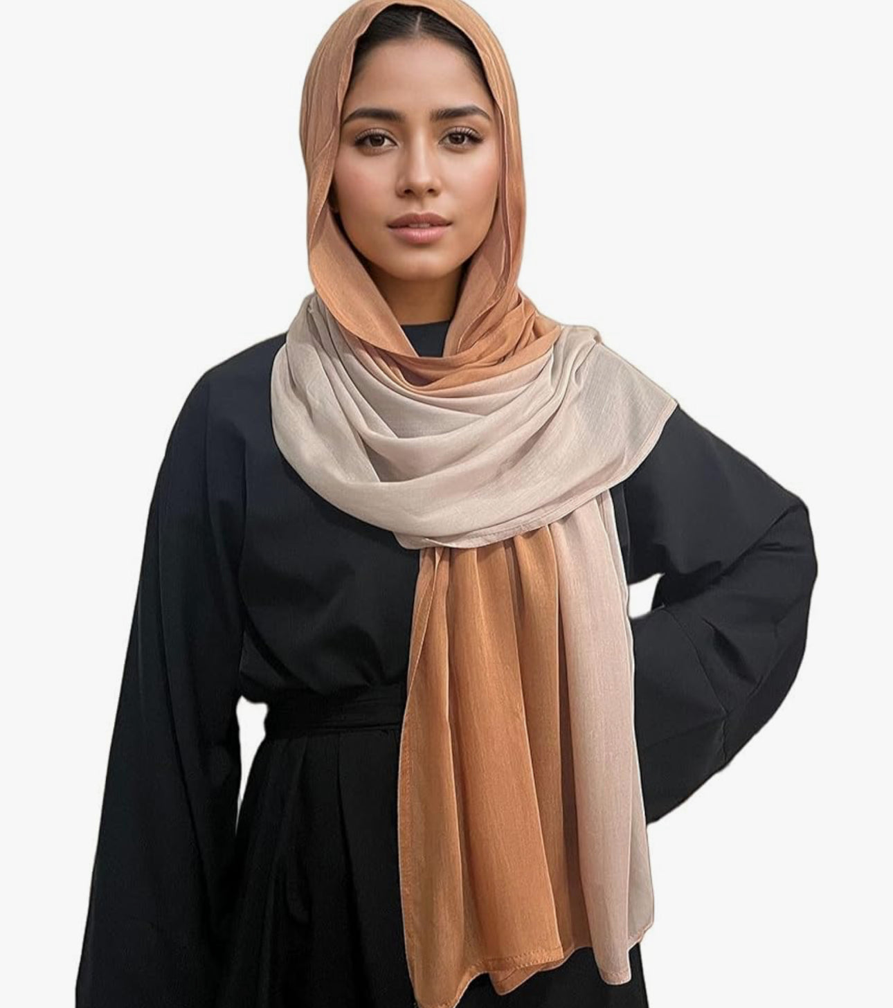 Gradient Dual Color Scarf，Elegant Ombre Headwraps Hijab, Modal Cotton Feel Lightweight Sunscreen Shawls for Women