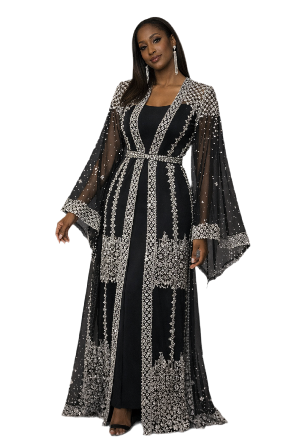 Sequin embroidery Ramadan abaya (2 colors)