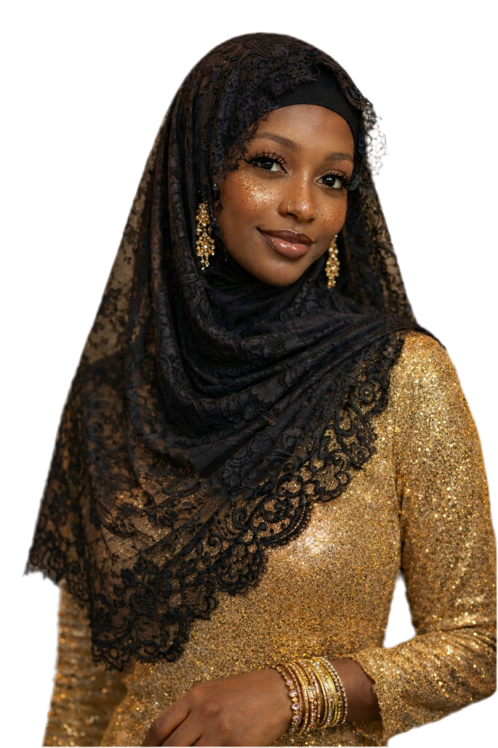 Embroidered veil head covering (6 colors)