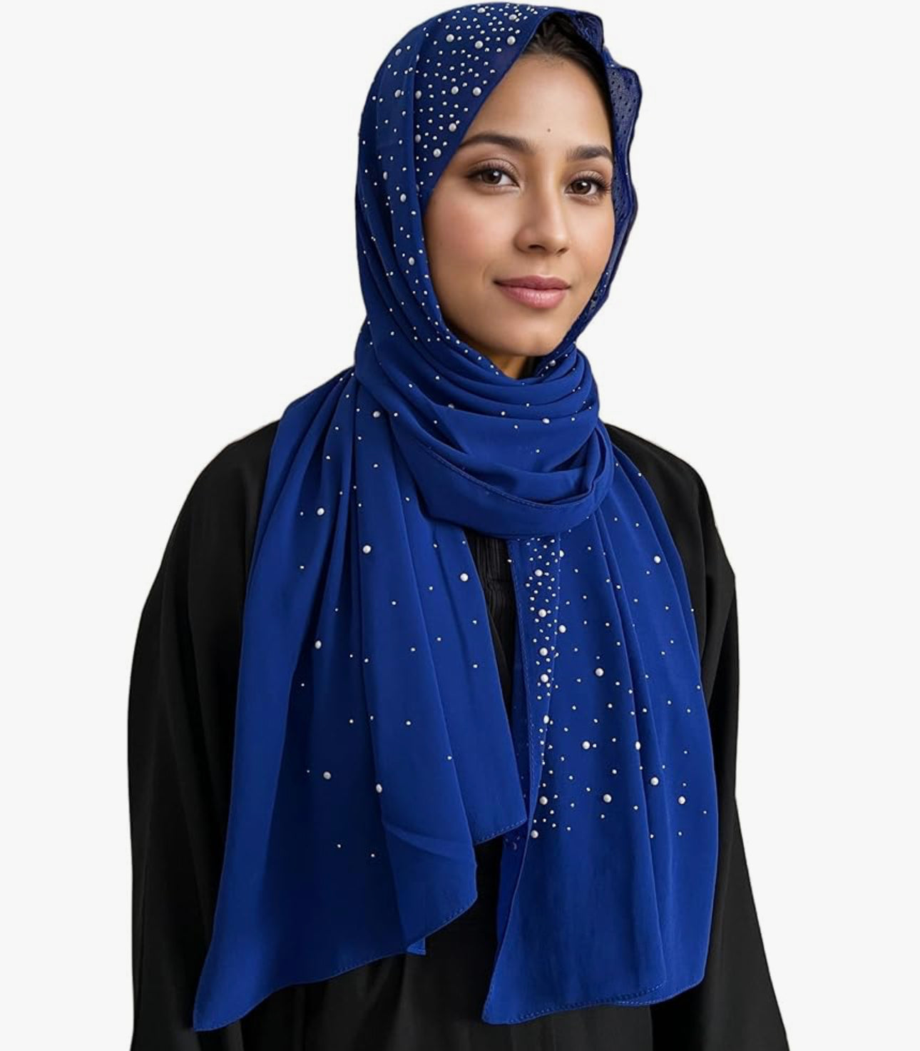 Luxury Diamond Hijab Shawl and Wraps For Evening Dress Shiny Rhinestones And Pearl Chiffon Scarf For Muslim Women (5 colors)