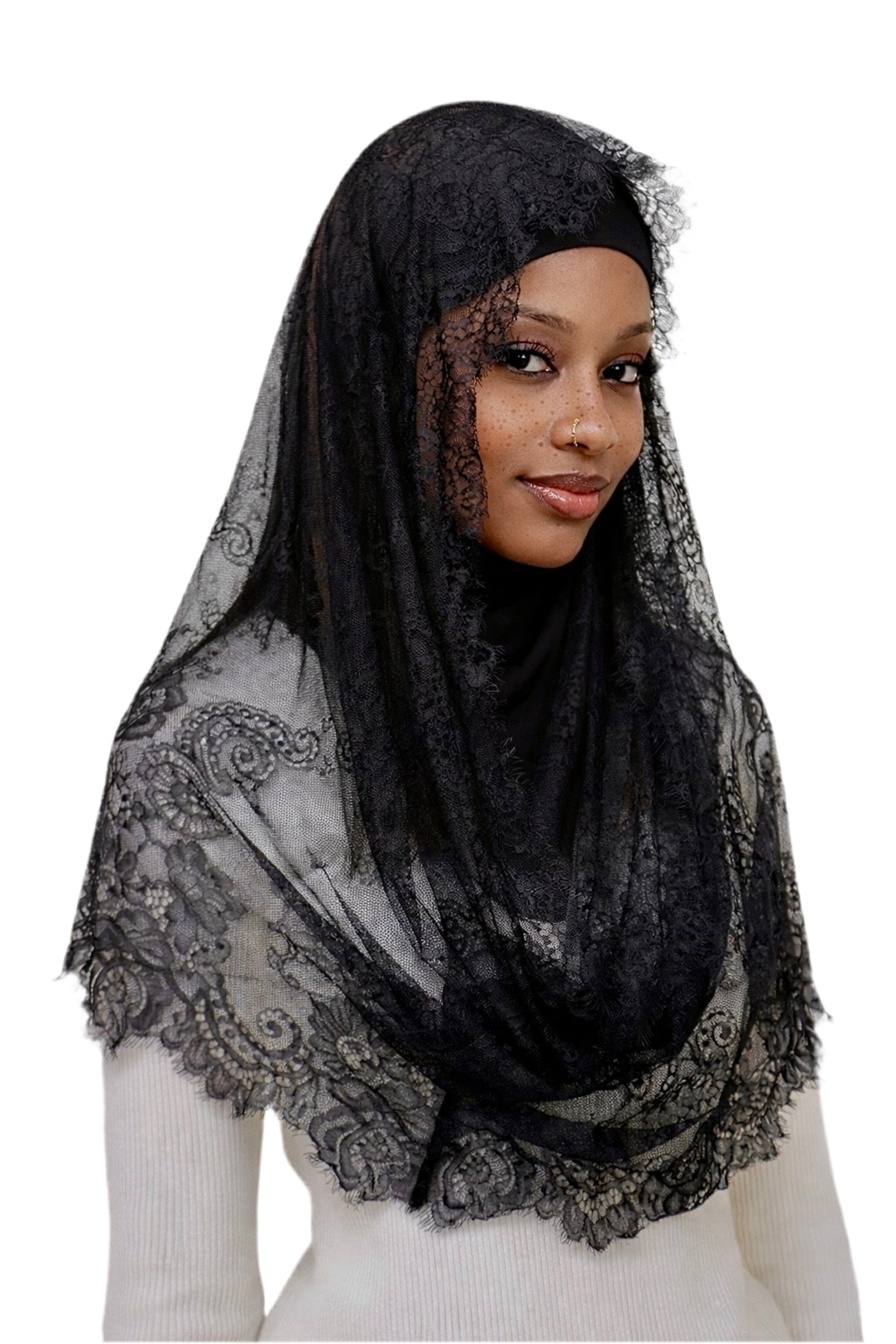 Lace floral print head covering (10 colors)