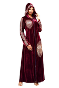 Hooded velvet Ramadan abaya with sequins (3 colors)