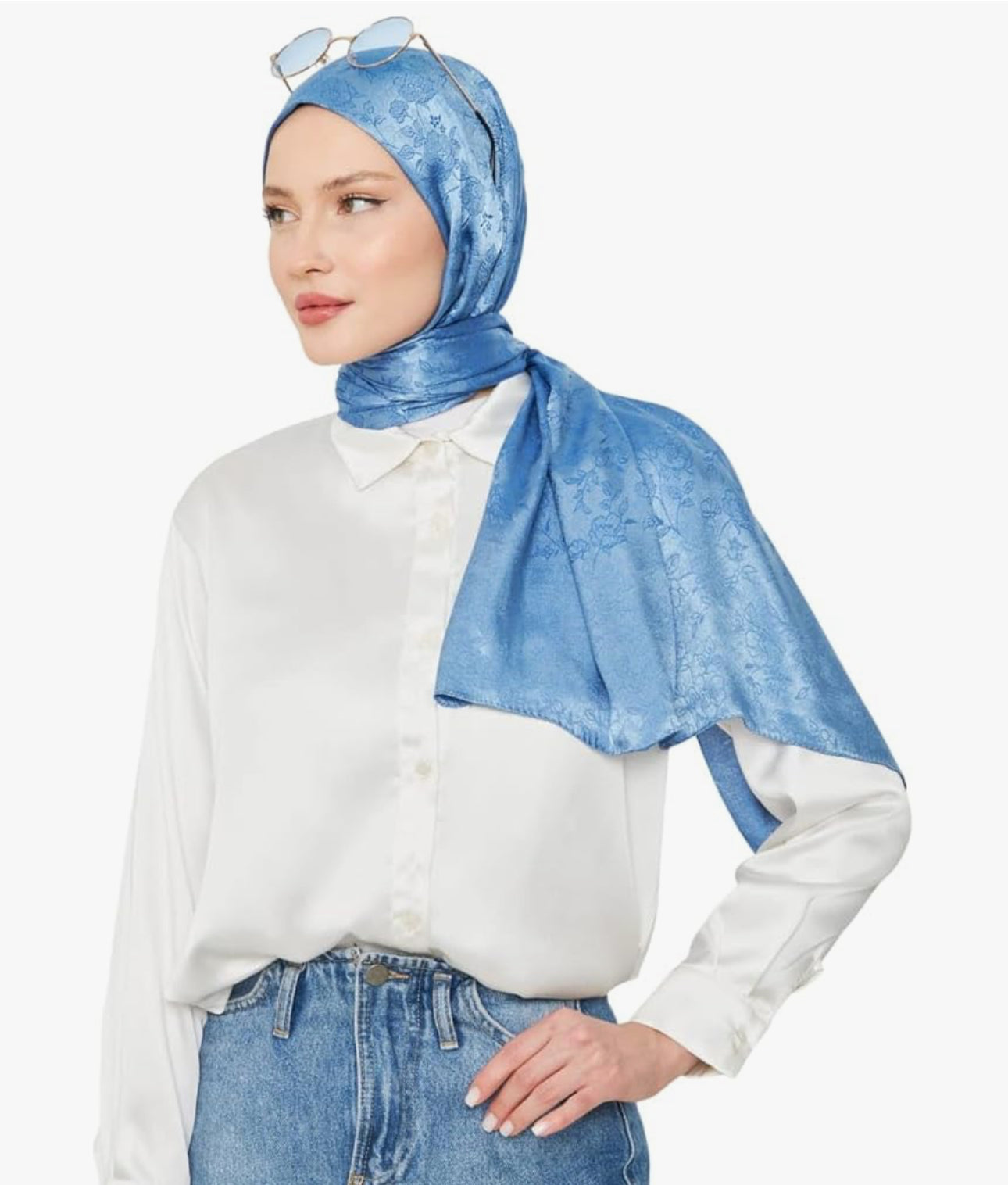 Hijab Scarf for Women – Long & Soft Hijab, Shawl, Head Scarf, Flower Shiny Jacquard Shawl – 29.5" x 72.8" (9 colors)