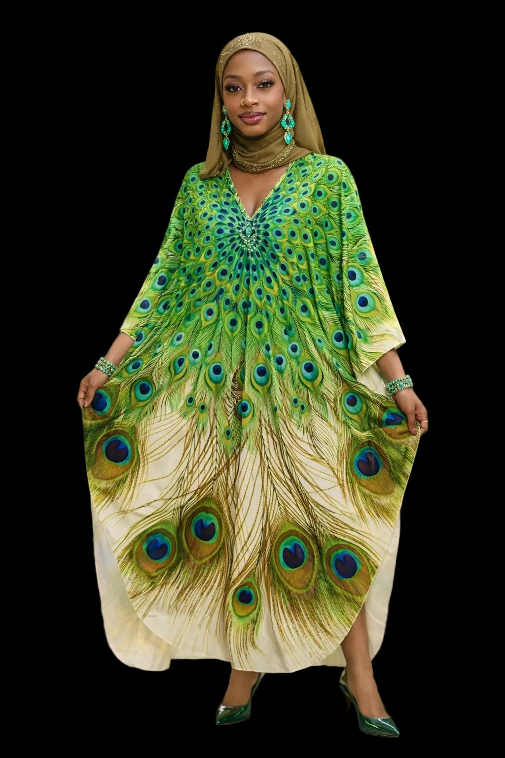 Green acre Peacock kaftan