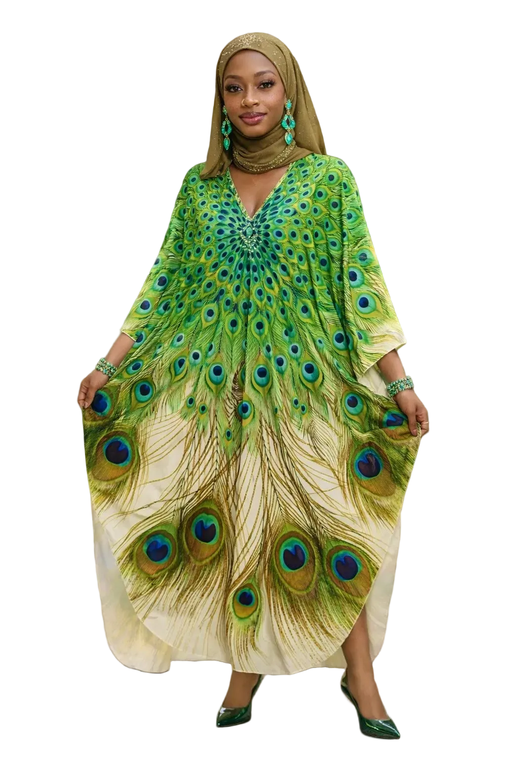 Green acre Peacock kaftan