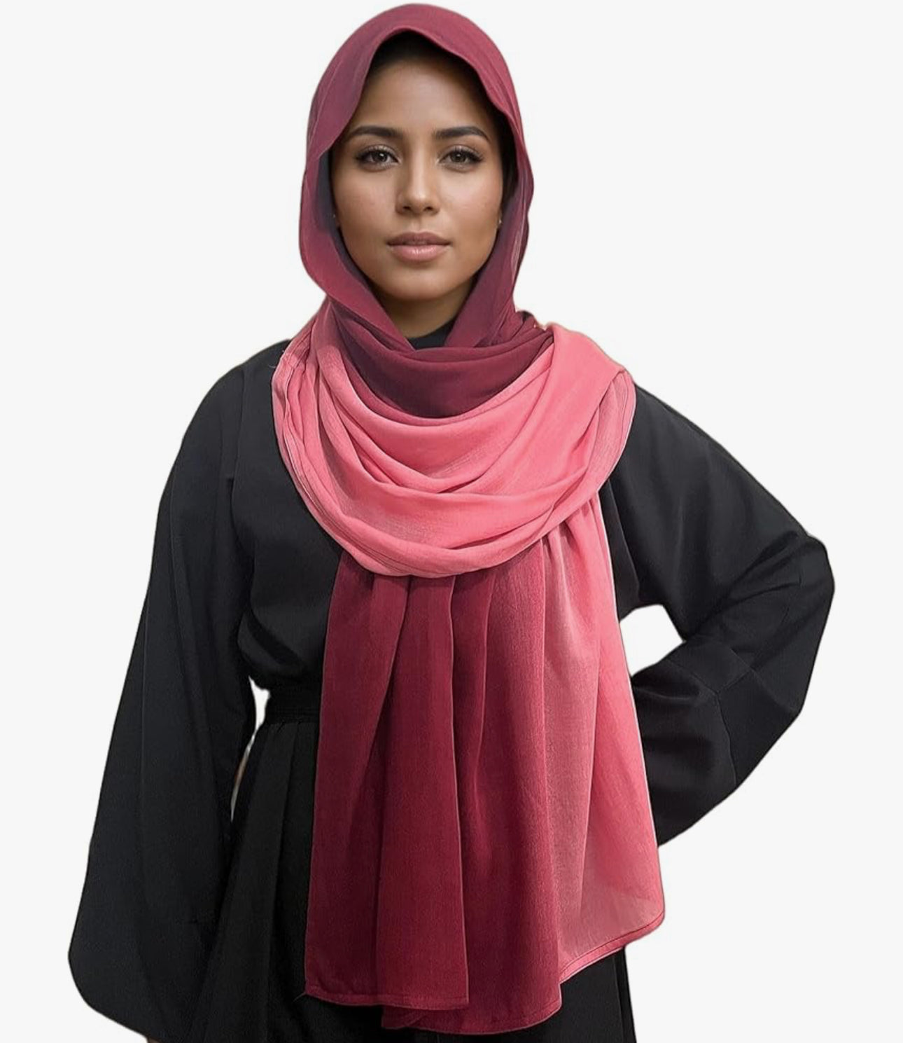 Gradient Dual Color Scarf，Elegant Ombre Headwraps Hijab, Modal Cotton Feel Lightweight Sunscreen Shawls for Women