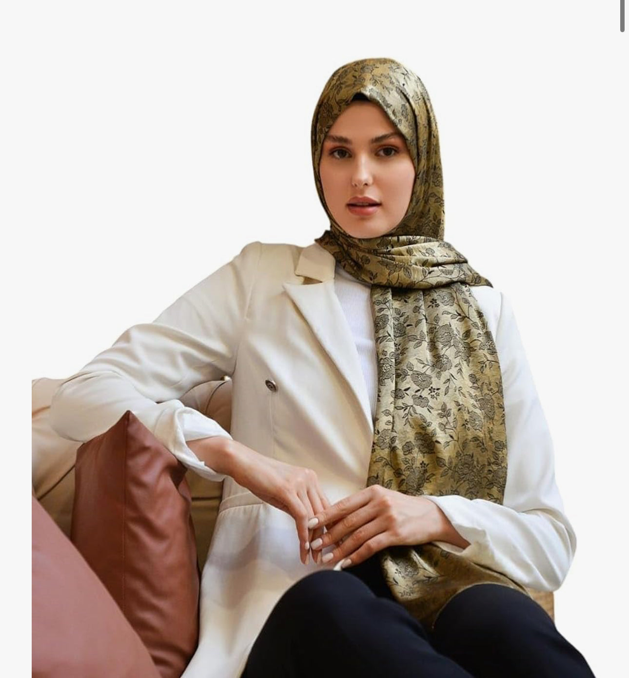 Hijab Scarf for Women – Long & Soft Hijab, Shawl, Head Scarf, Flower Shiny Jacquard Shawl – 29.5" x 72.8" (9 colors)
