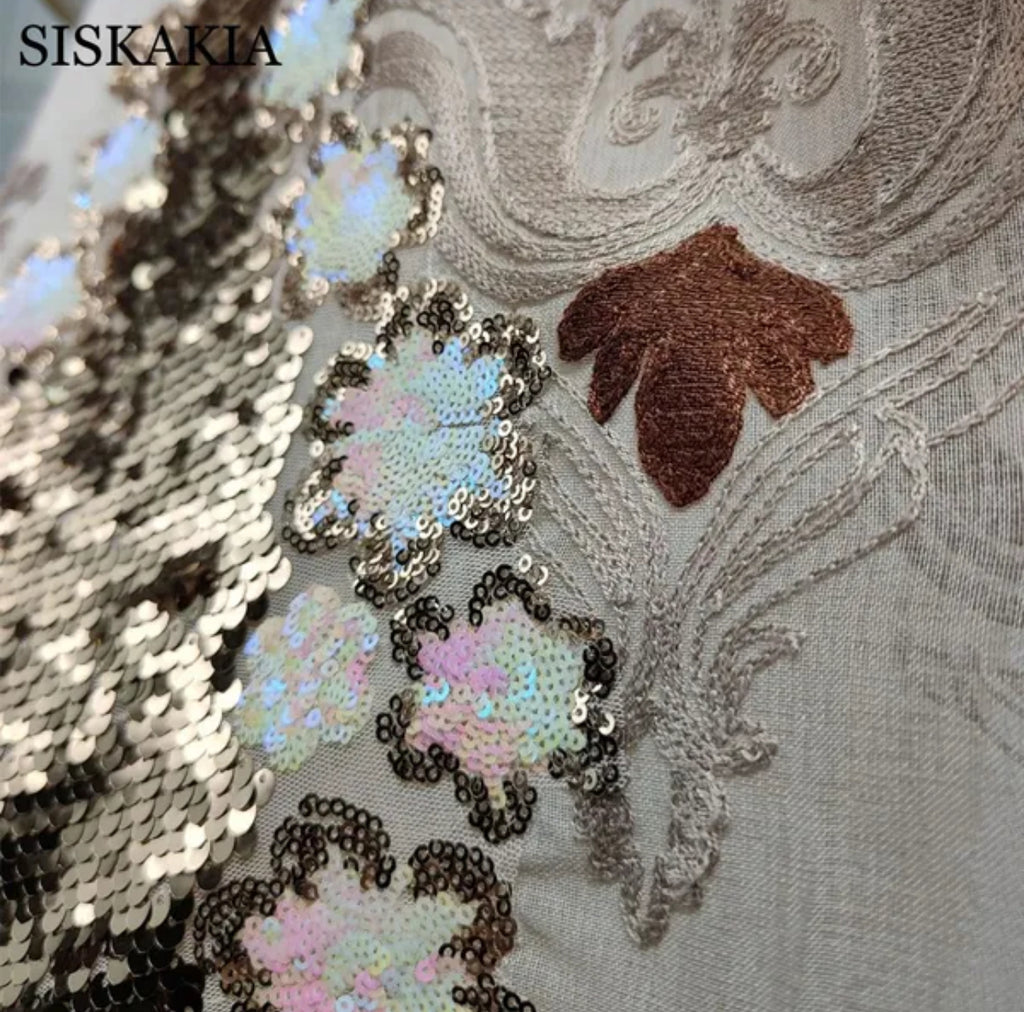 Sequined embroidered Abaya Kaftan Ramadan dress (4 colors)