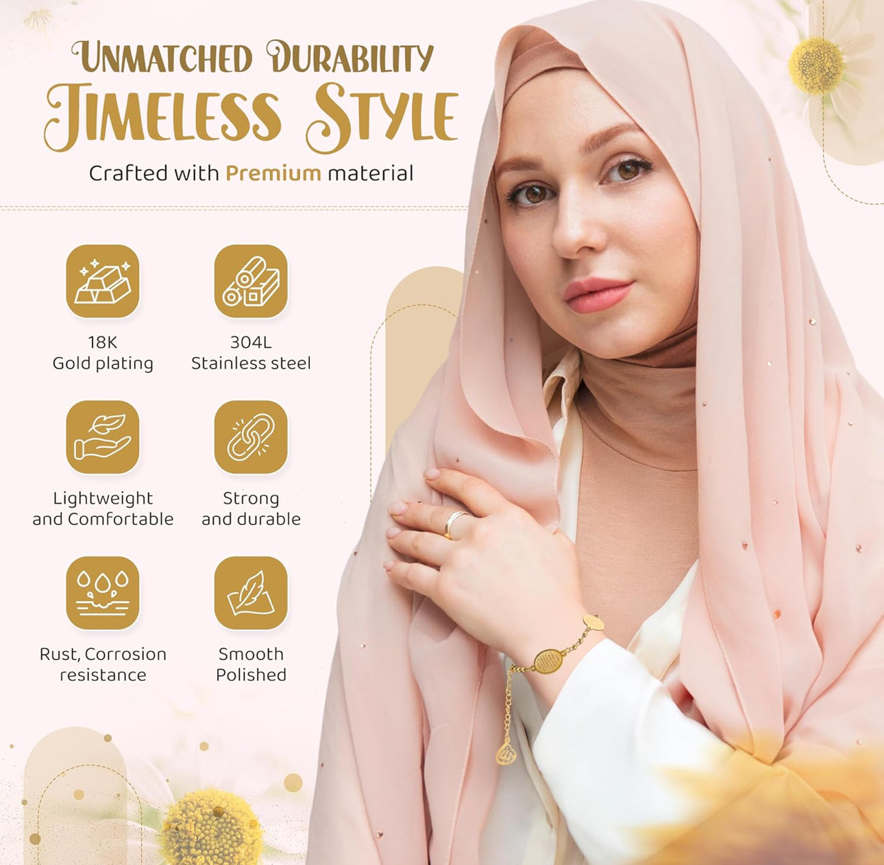 Elegant Ayatul Kursi Bracelet with Allah Pendant - Perfect Islamic Gifts Islamic Jewerly for Women: Ramadan New Year Special Arabic Bracelet