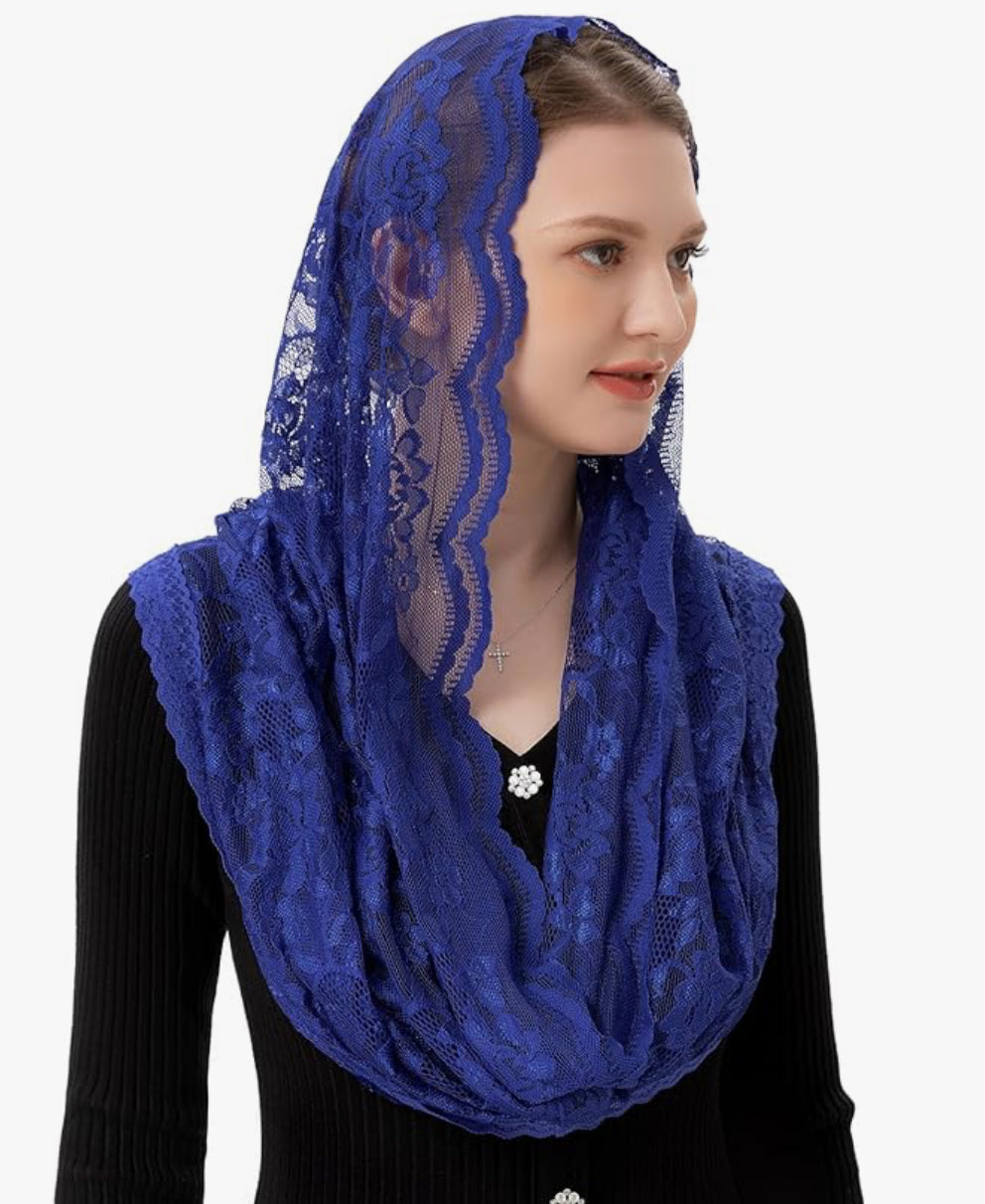 Embroidered veil head covering (6 colors)