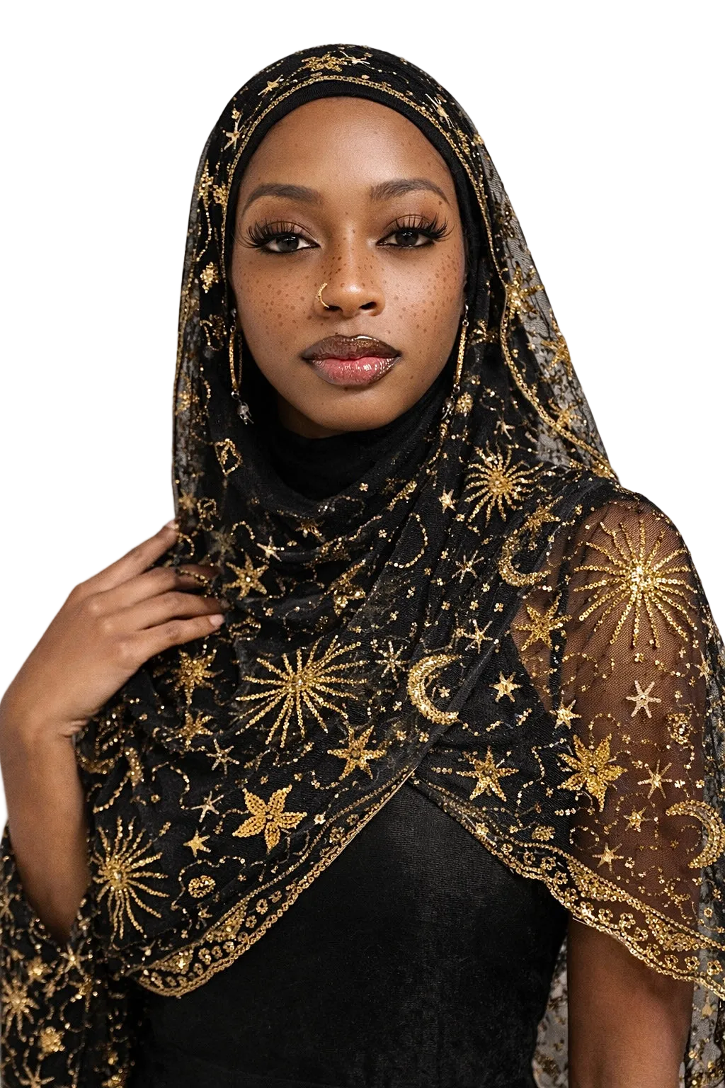 Moon Star Pashmina Wrap Silk Shawl