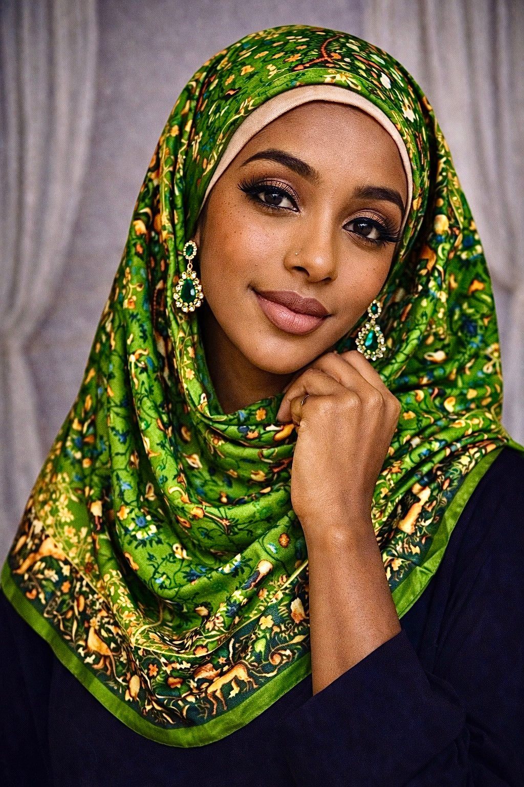 Green/gold Bloom hijab/scarf