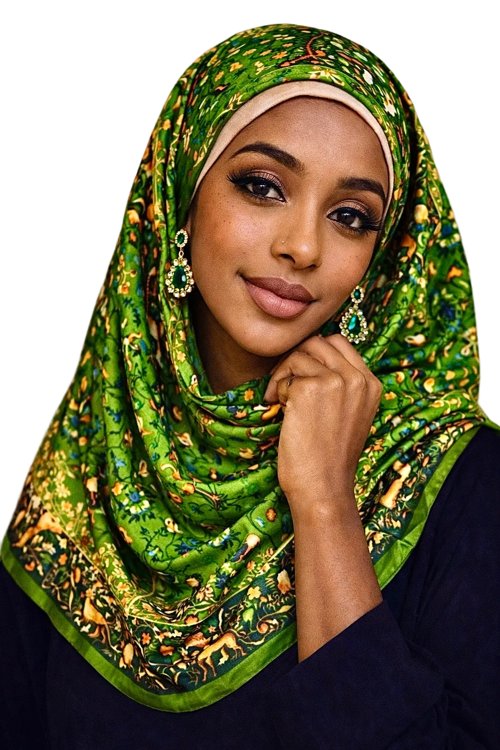 Green/gold Bloom hijab/scarf