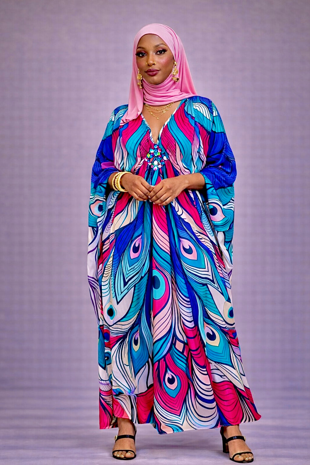 Vibrant Peacock kaftan