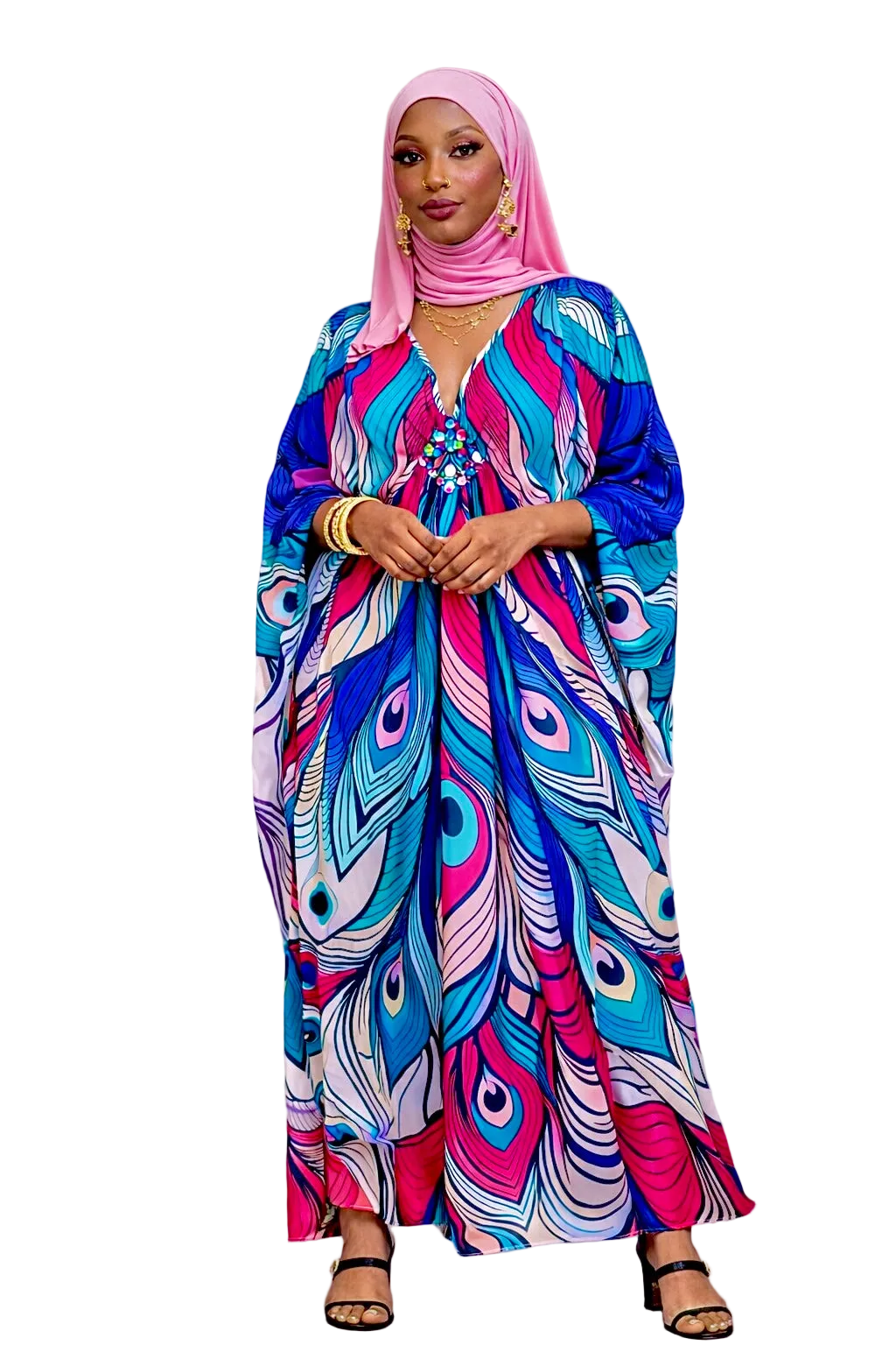 Vibrant Peacock kaftan