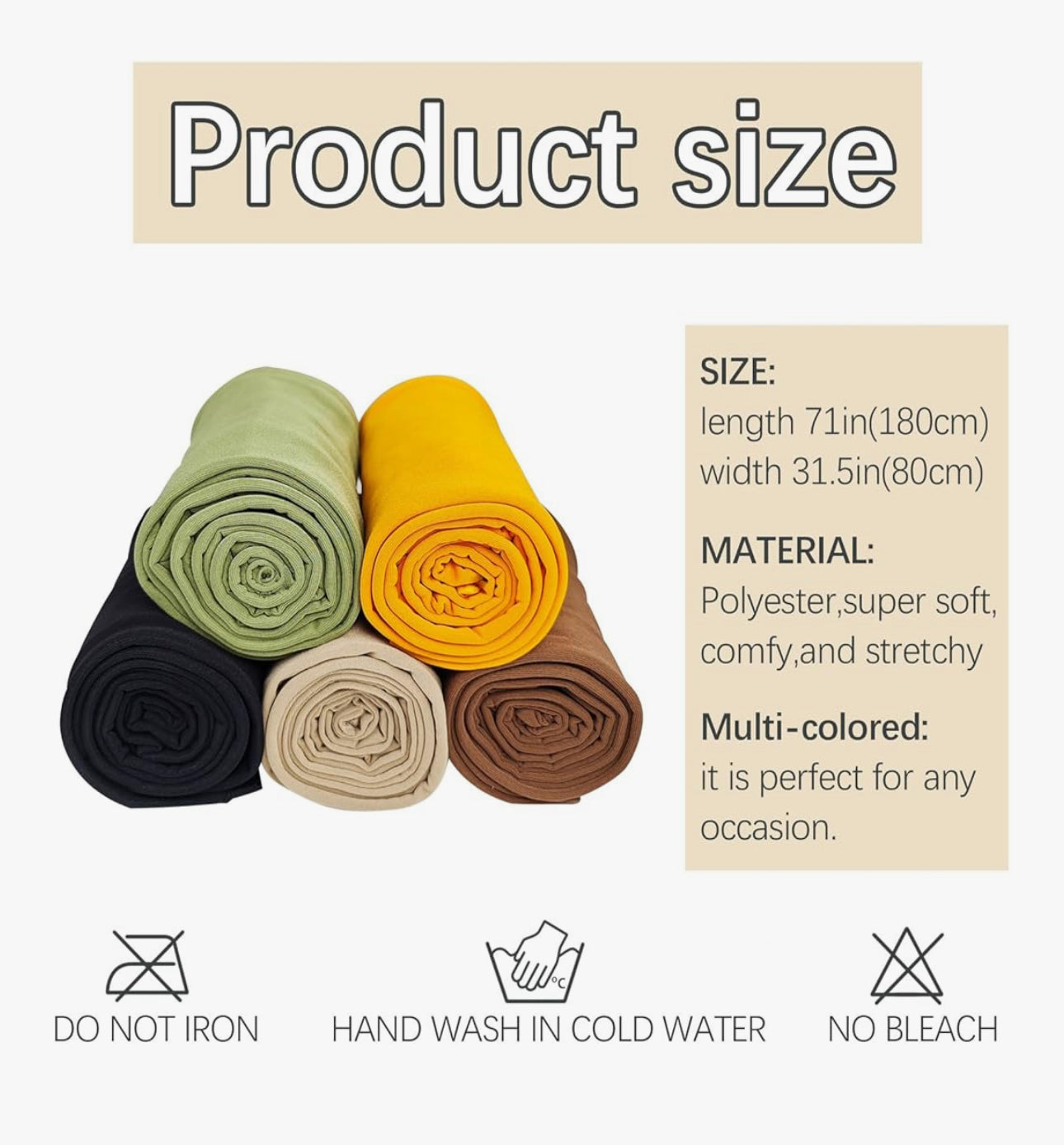 headwraps for black women Stretch Jersey Turban, Black, brown, brown, green, yellow