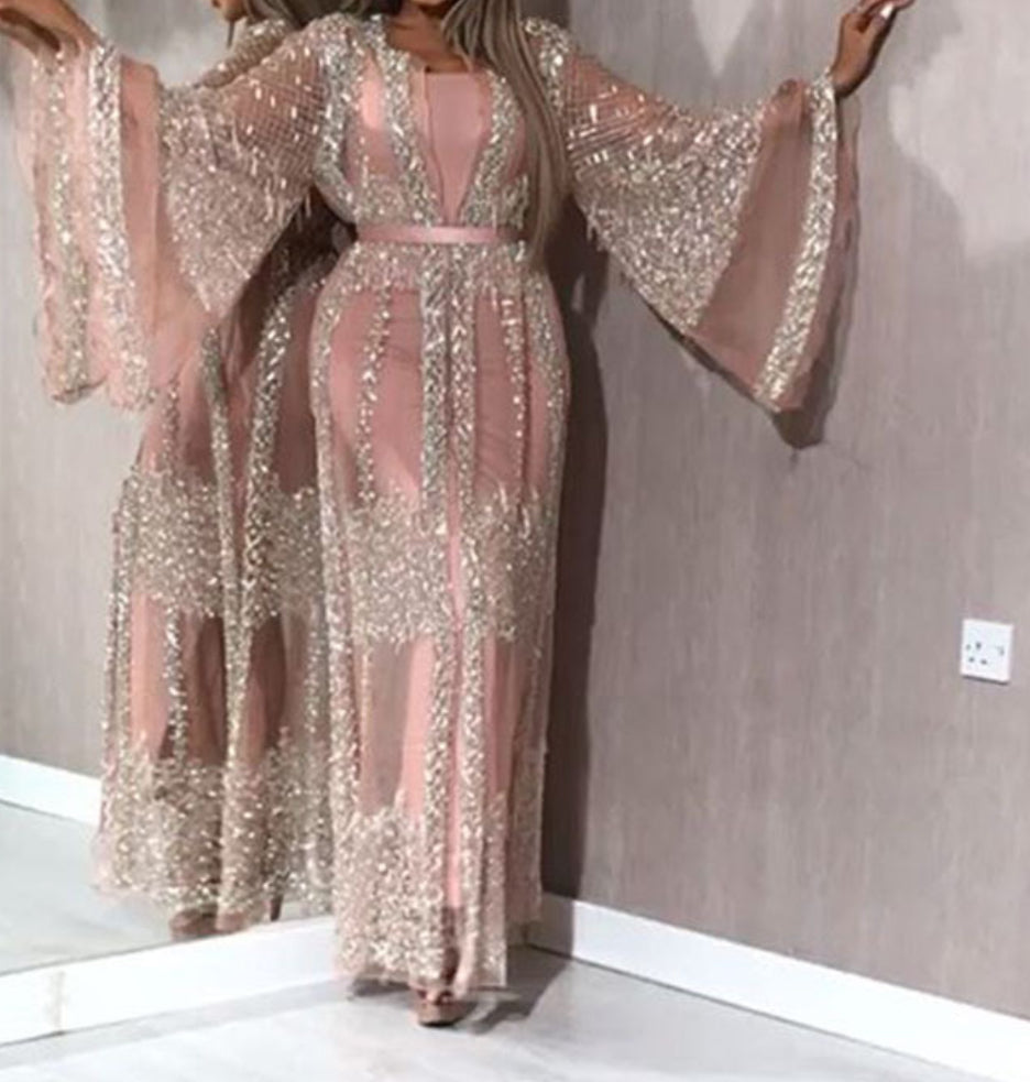 Sequin embroidery Ramadan abaya (2 colors)