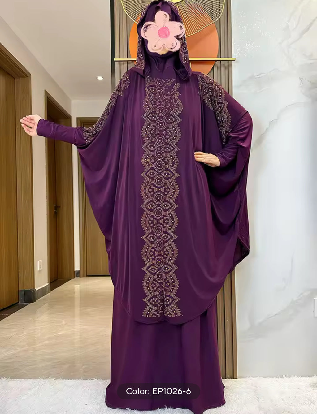 Dazzling Ramadan prayer hoodie dress set (5 colors)