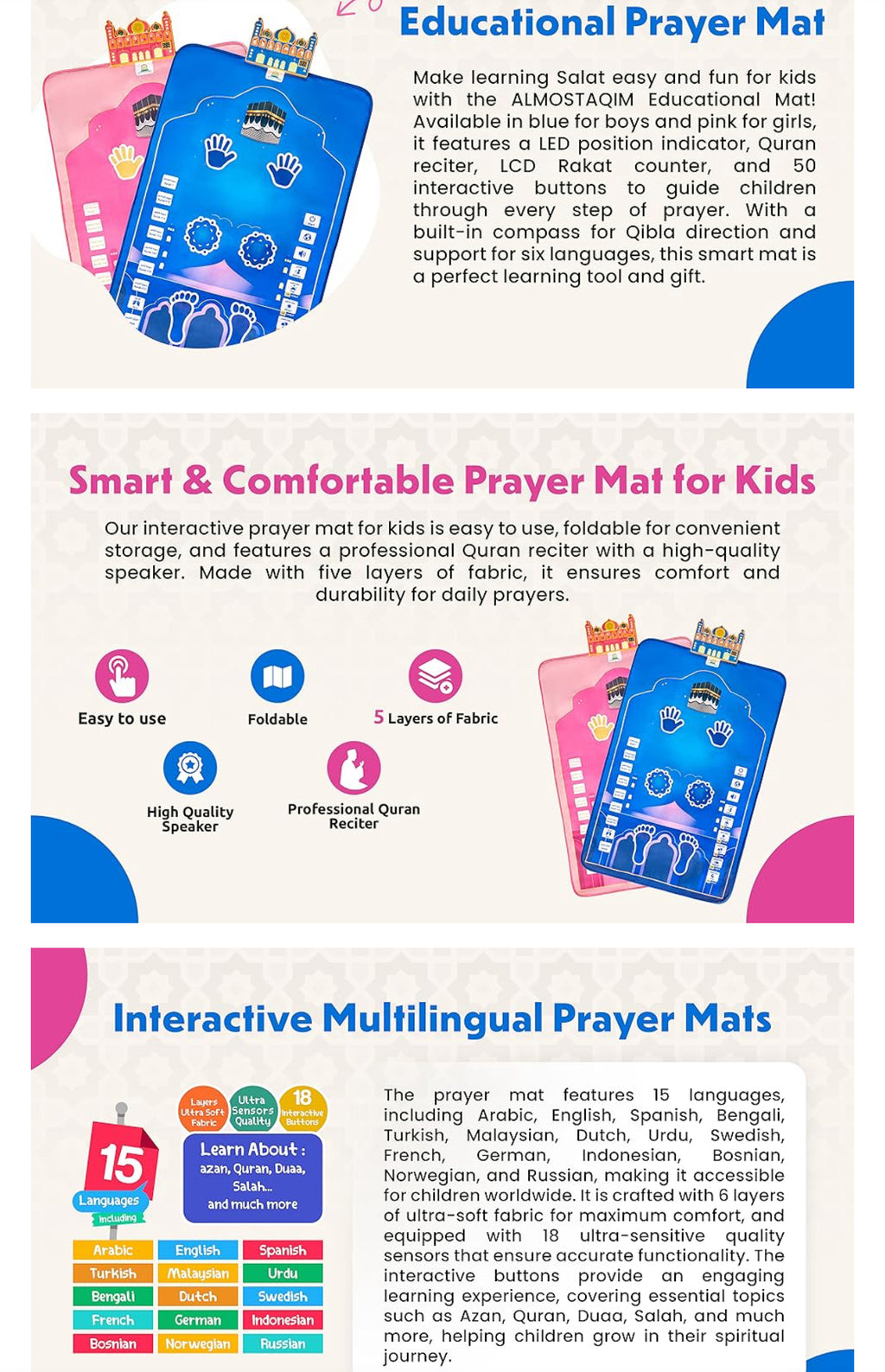 Electronic Islamic Prayer Mat for kids