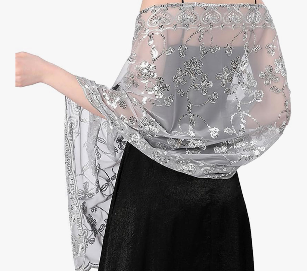 Shawls and Wraps, Sequin Flower Sheer