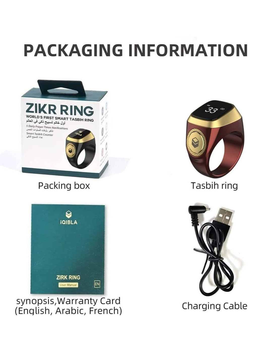 Zikr smart ring (white)