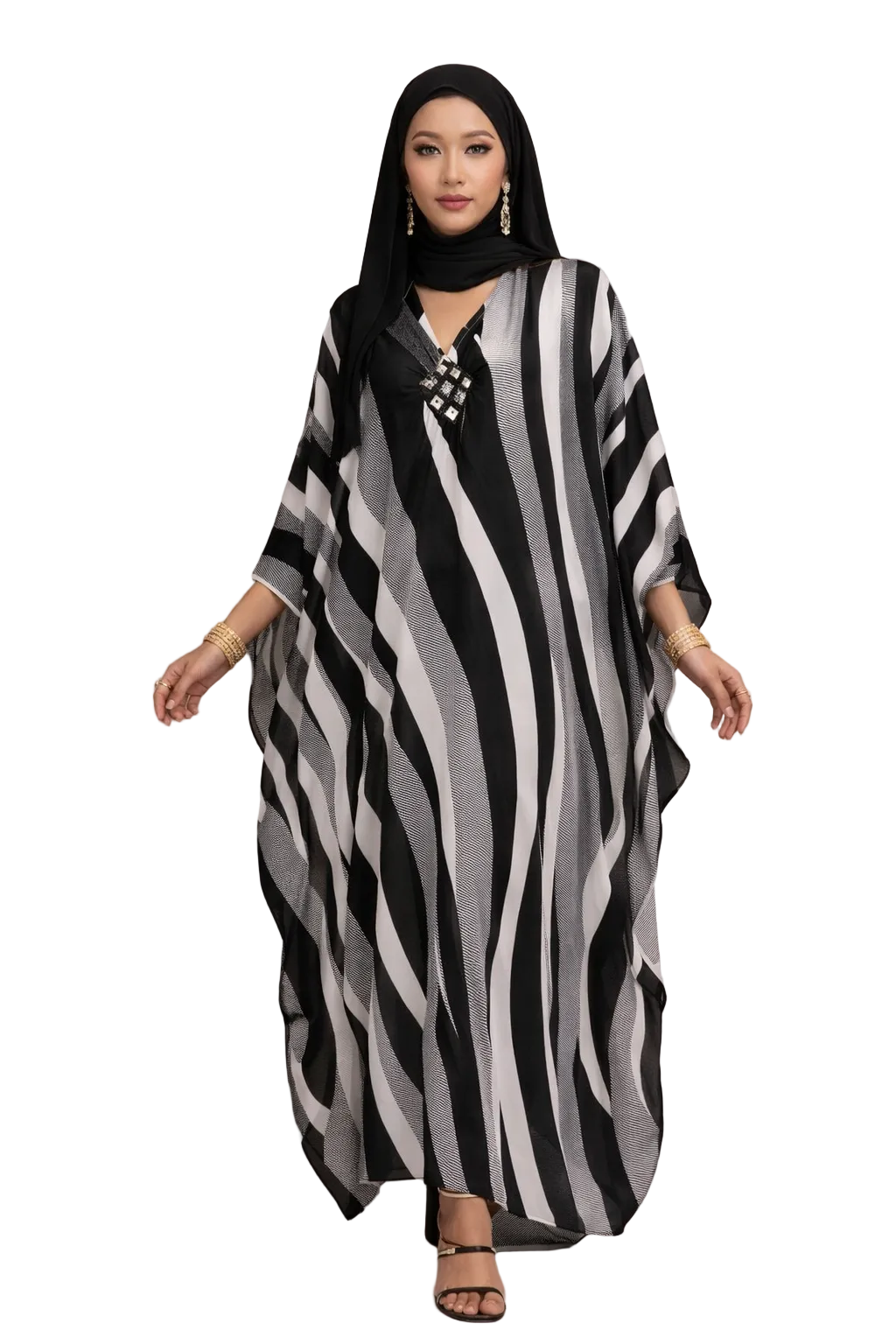 Black/grey/white kaftan