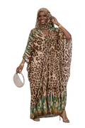 Hint of green leopard kaftan