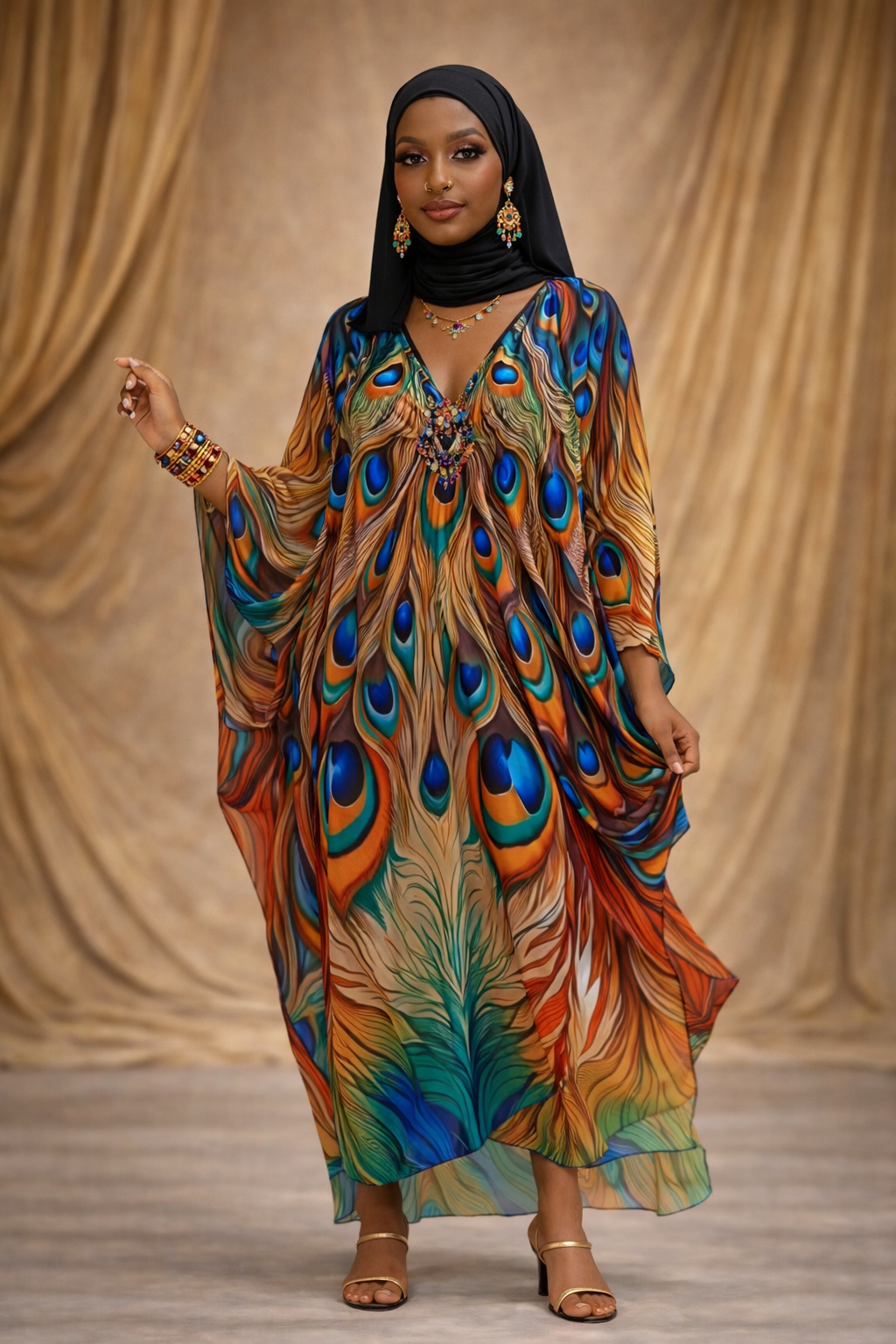 Brilliant Peacock Kaftan
