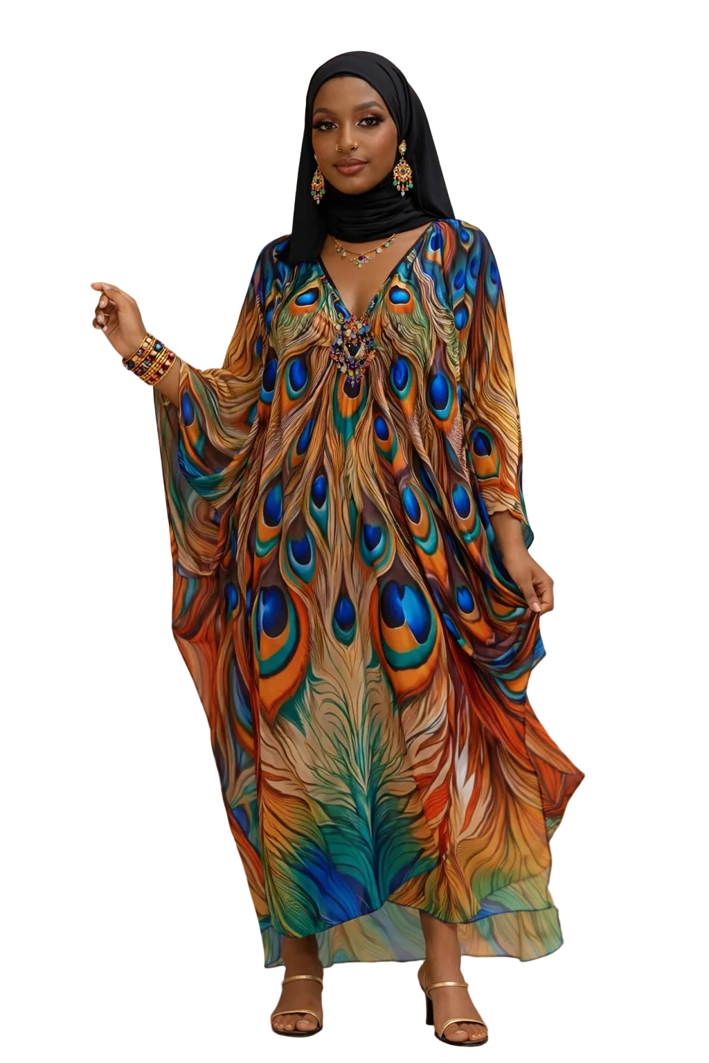 Brilliant Peacock Kaftan